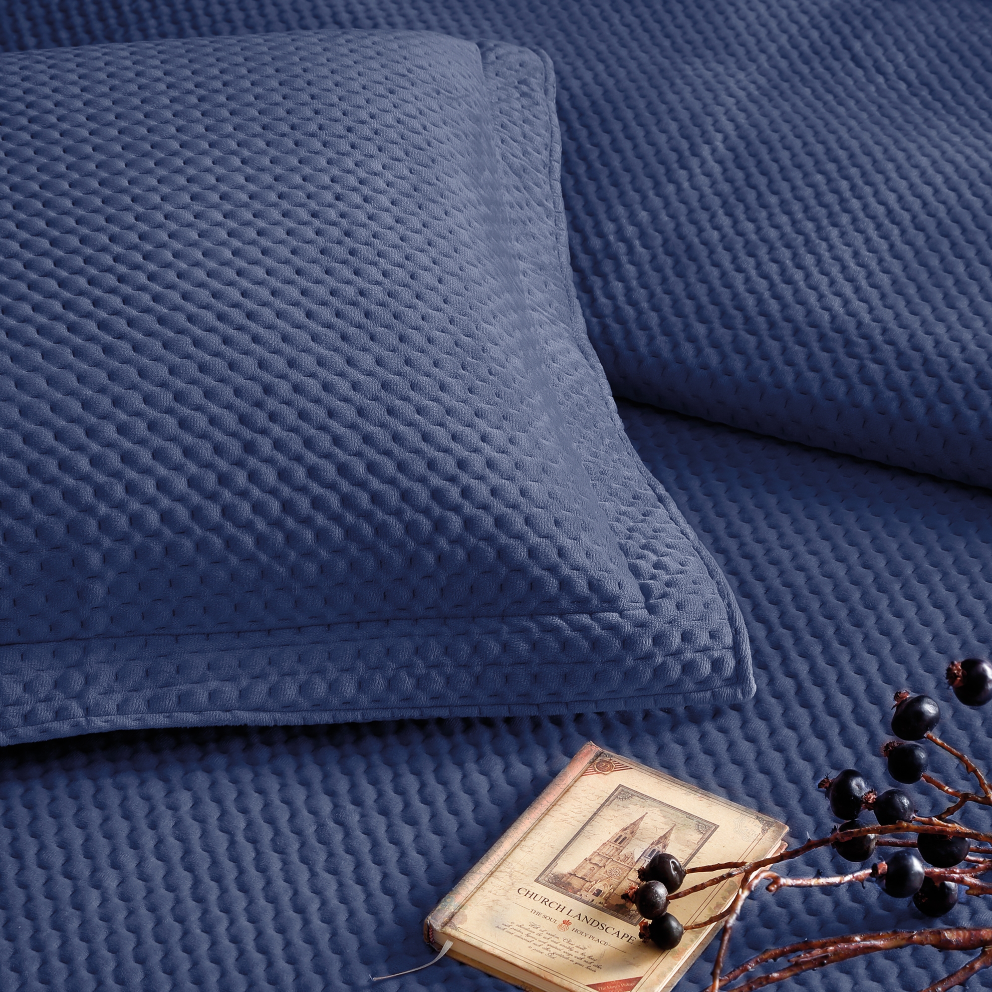 resm Linens Glace Çift Kişilik Yatak Örtüsü Seti Lacivert