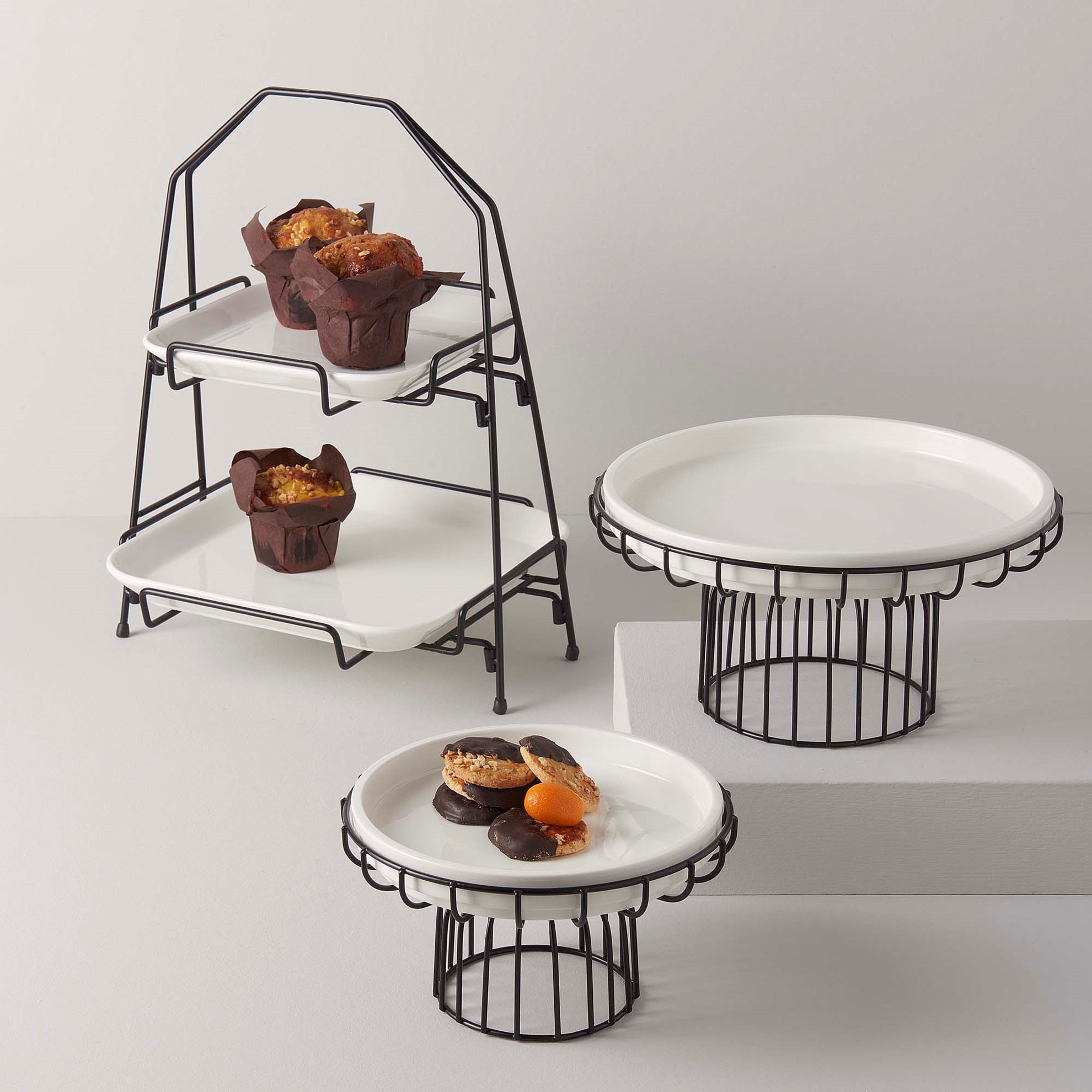 resm Linens Arlina Porselen-Metal 27x27x13,8 cm Ayaklı Tabak