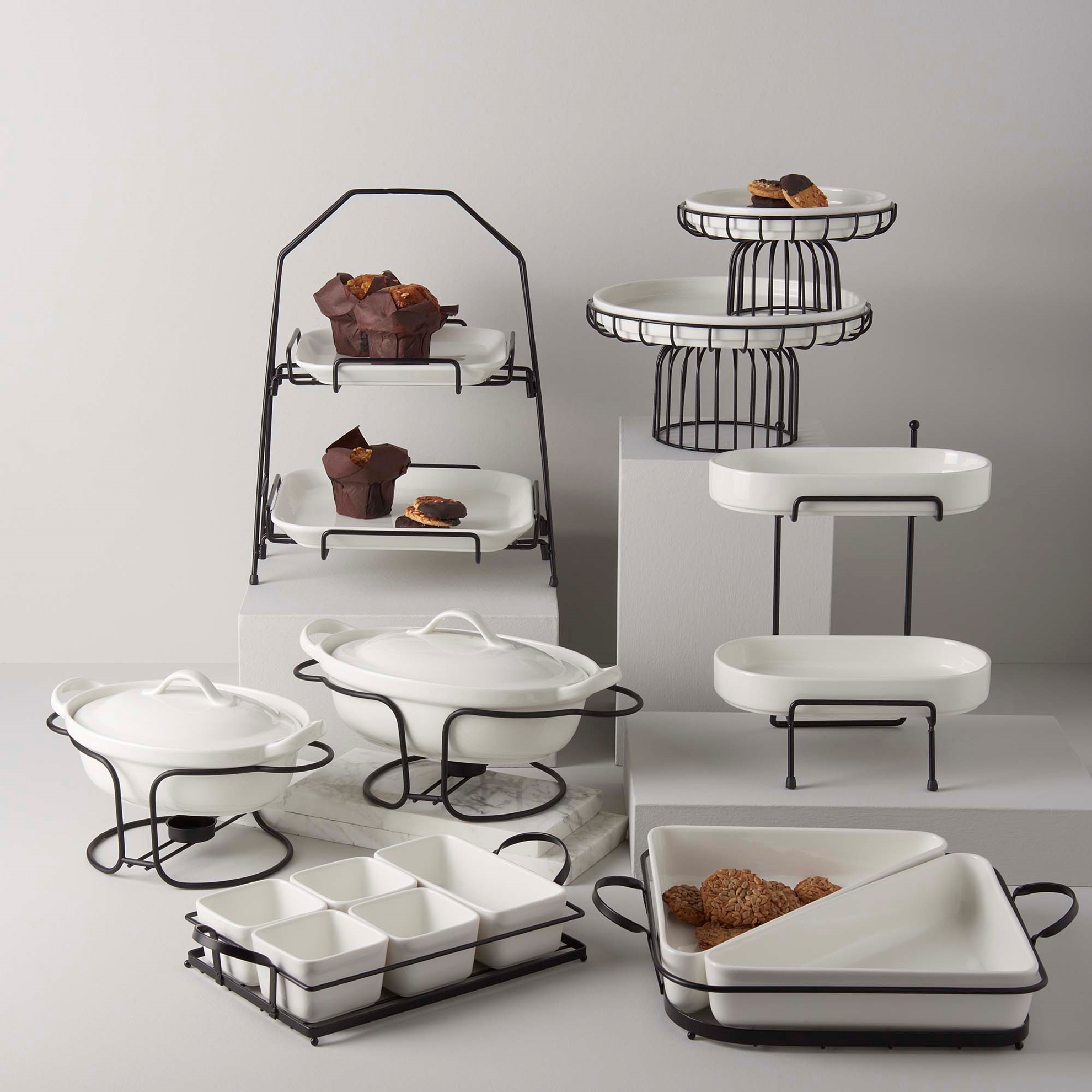 resm Linens Arlina Porselen-Metal 20,5x20,5x11,5 cm Ayaklı Tabak