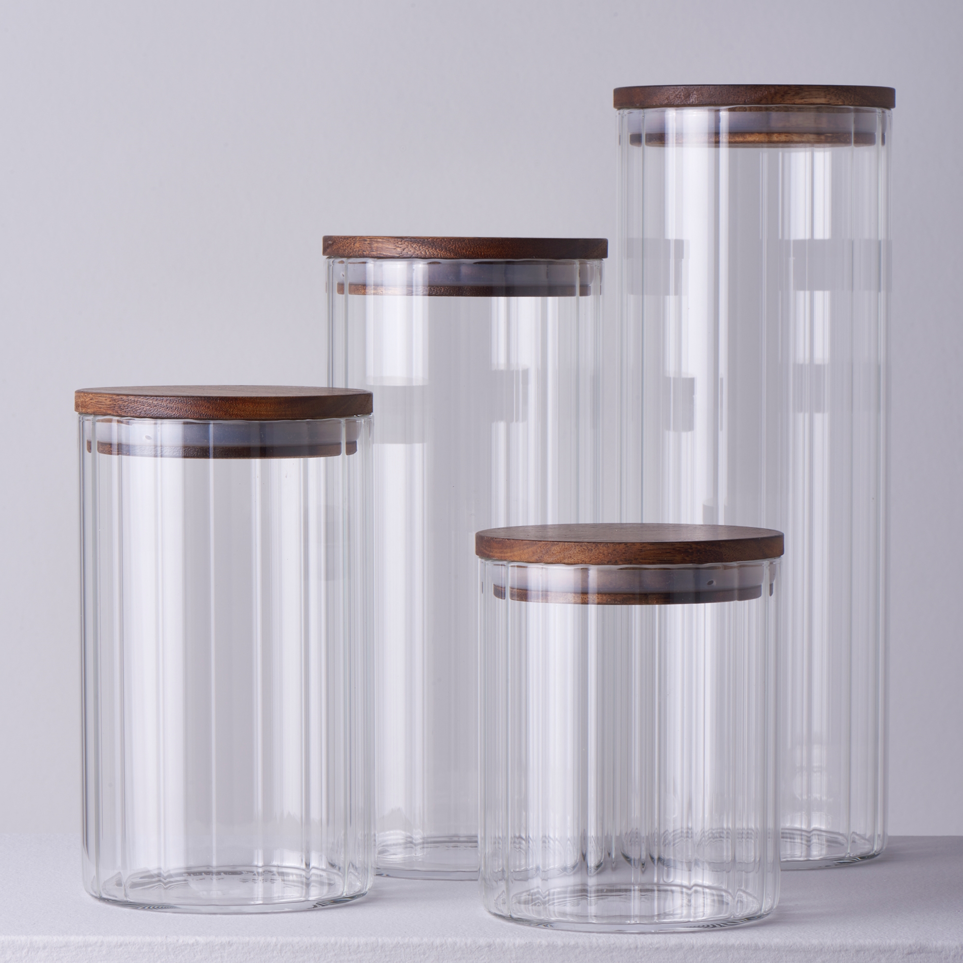 resm Linens Stripe Roller Cam-Akasya Kapak 1700 ml 10x10x28 cm Kavanoz