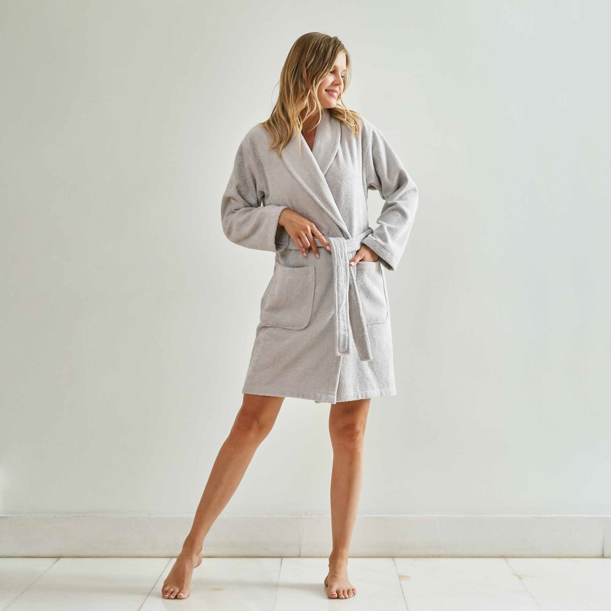 resm Linens Soft Pamuk Bornoz Gri M