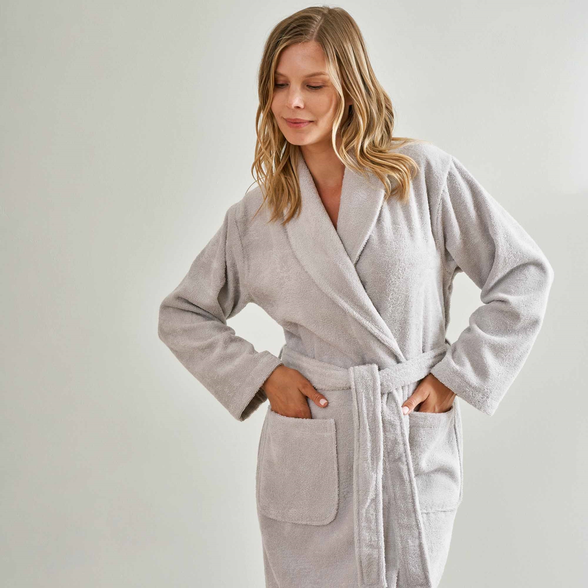 resm Linens Soft Pamuk Bornoz Gri L