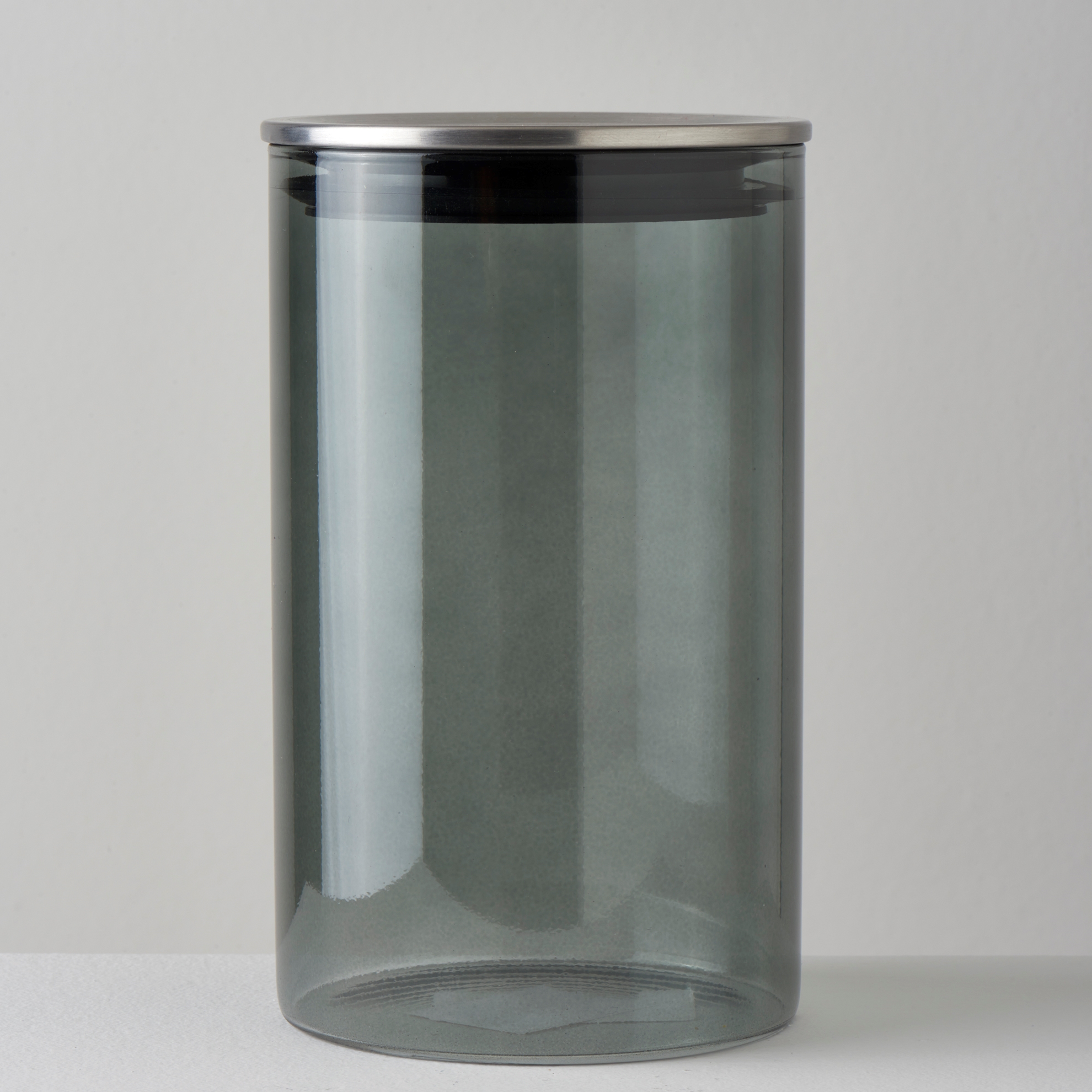 resm Linens Smoky Cam-Metal Kapak 10,4x10,4x17 cm Kavanoz Füme