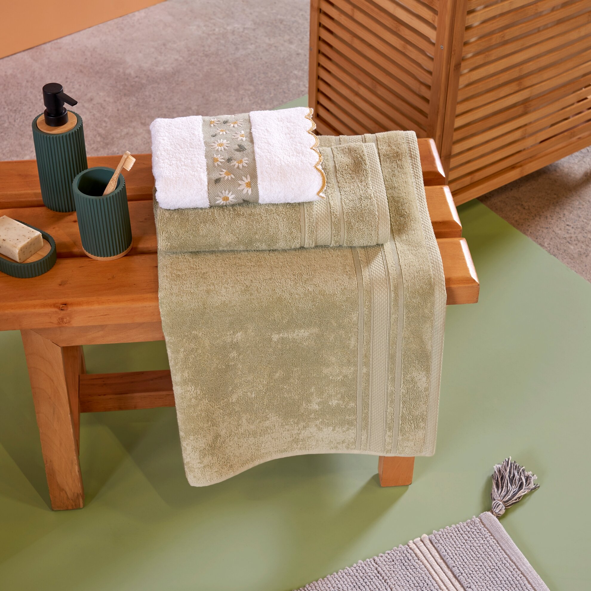 resm Linens Soft Pamuk 50x85 cm Yüz Havlusu Yeşil