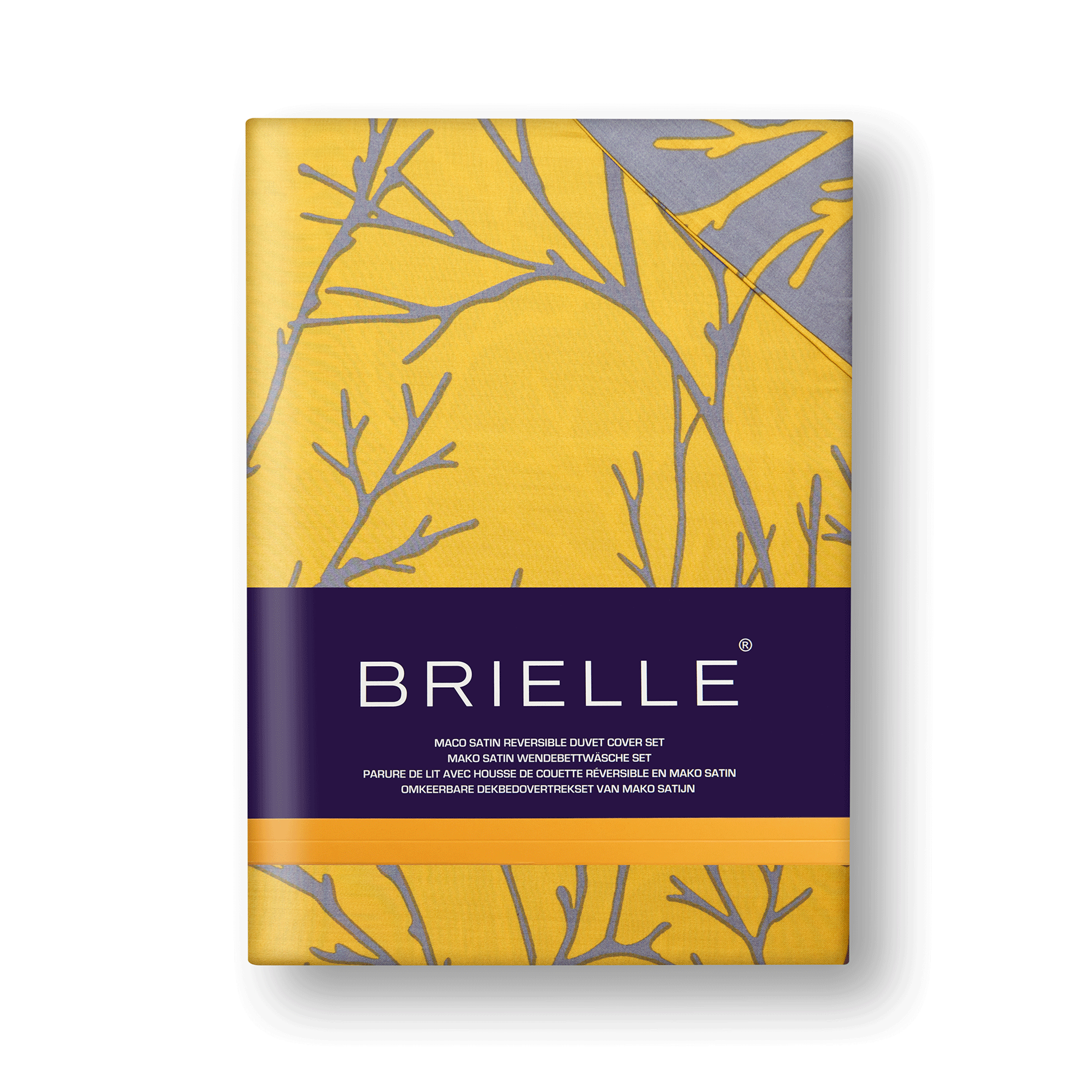 resm Brielle Çift Kişilik Saten Nevresim Seti Sarı