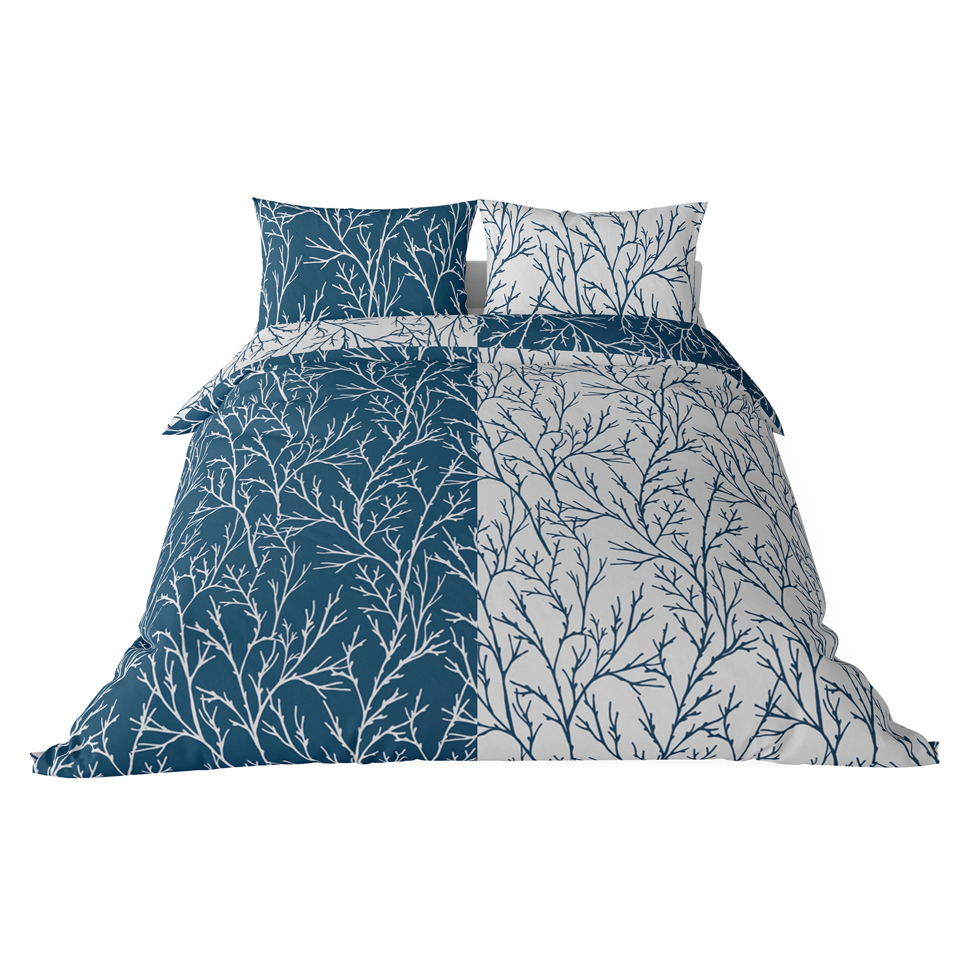 resm Brielle Çift Kişilik Saten Nevresim Seti Lacivert