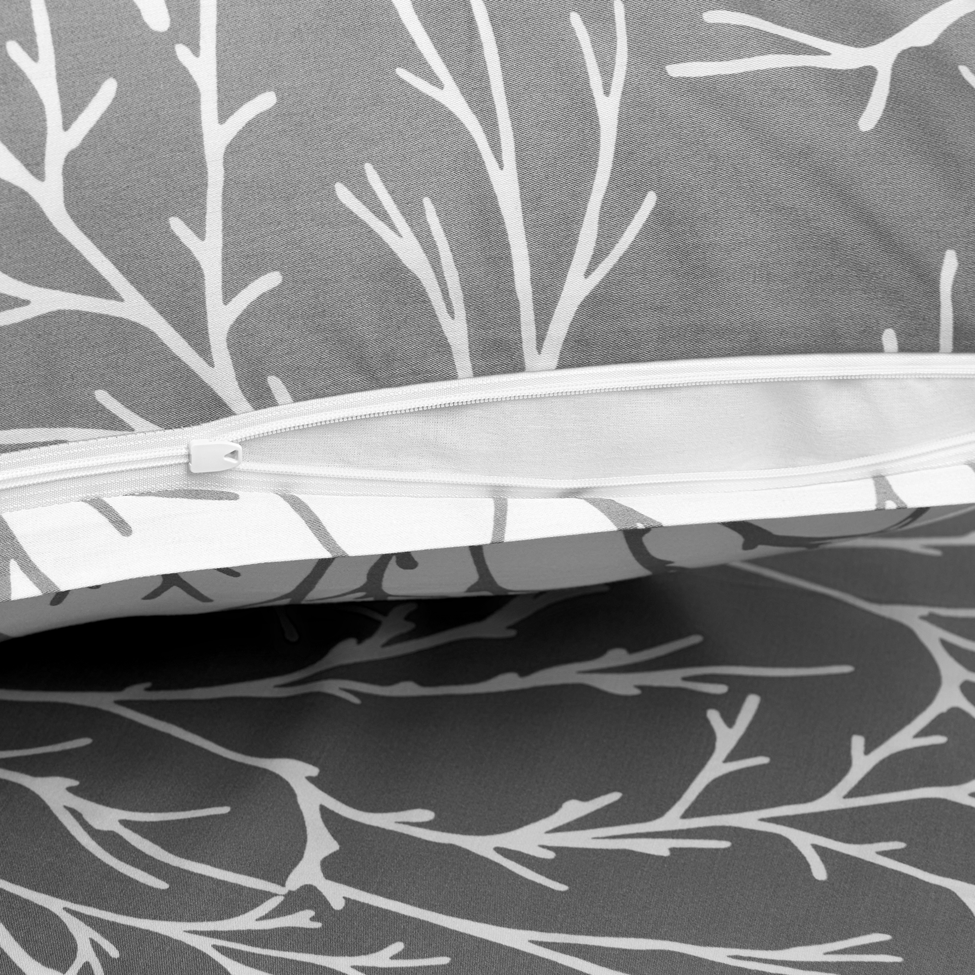 resm Brielle Çift Kişilik Saten Nevresim Seti Gri