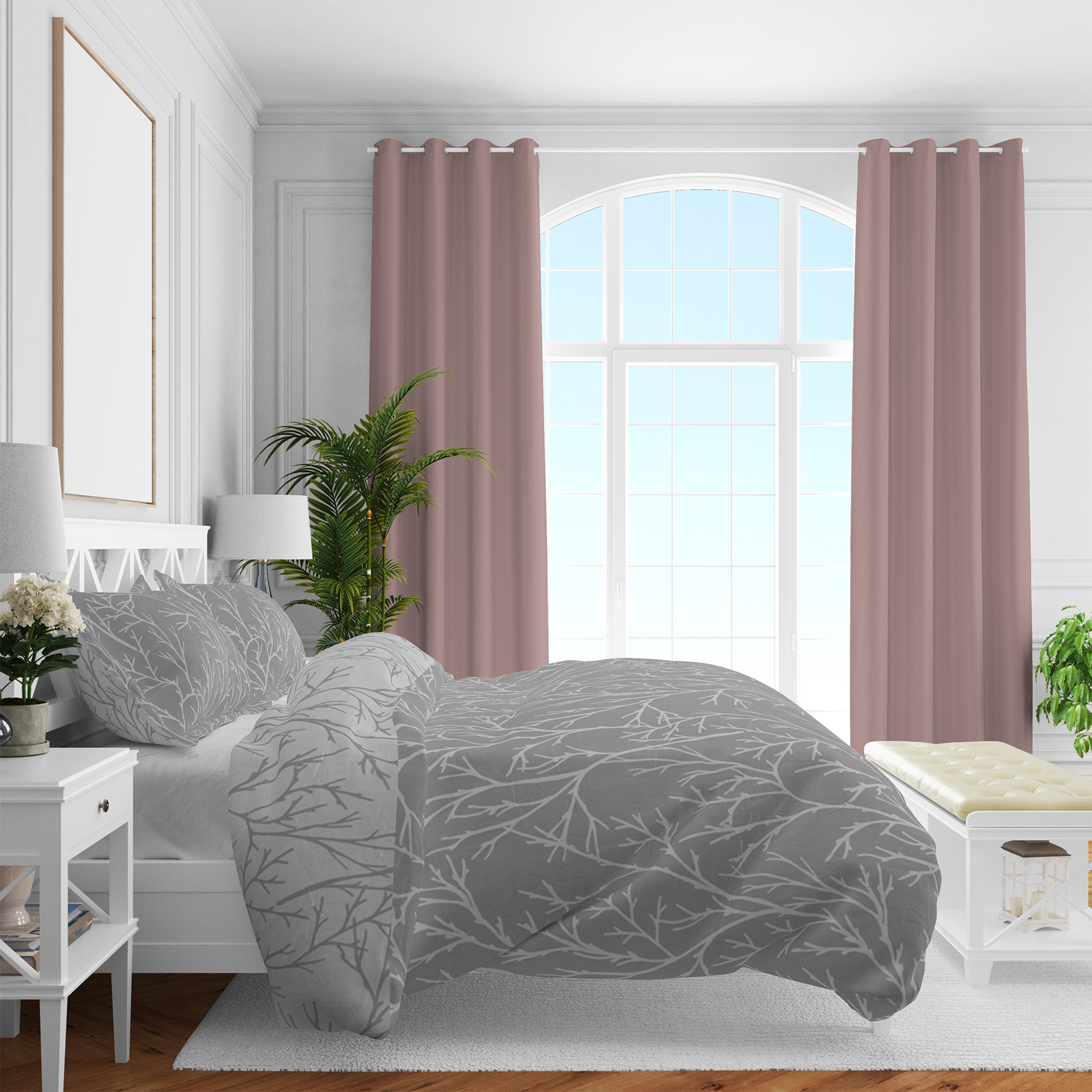 resm Brielle Queen Size Saten Nevresim Seti Gri