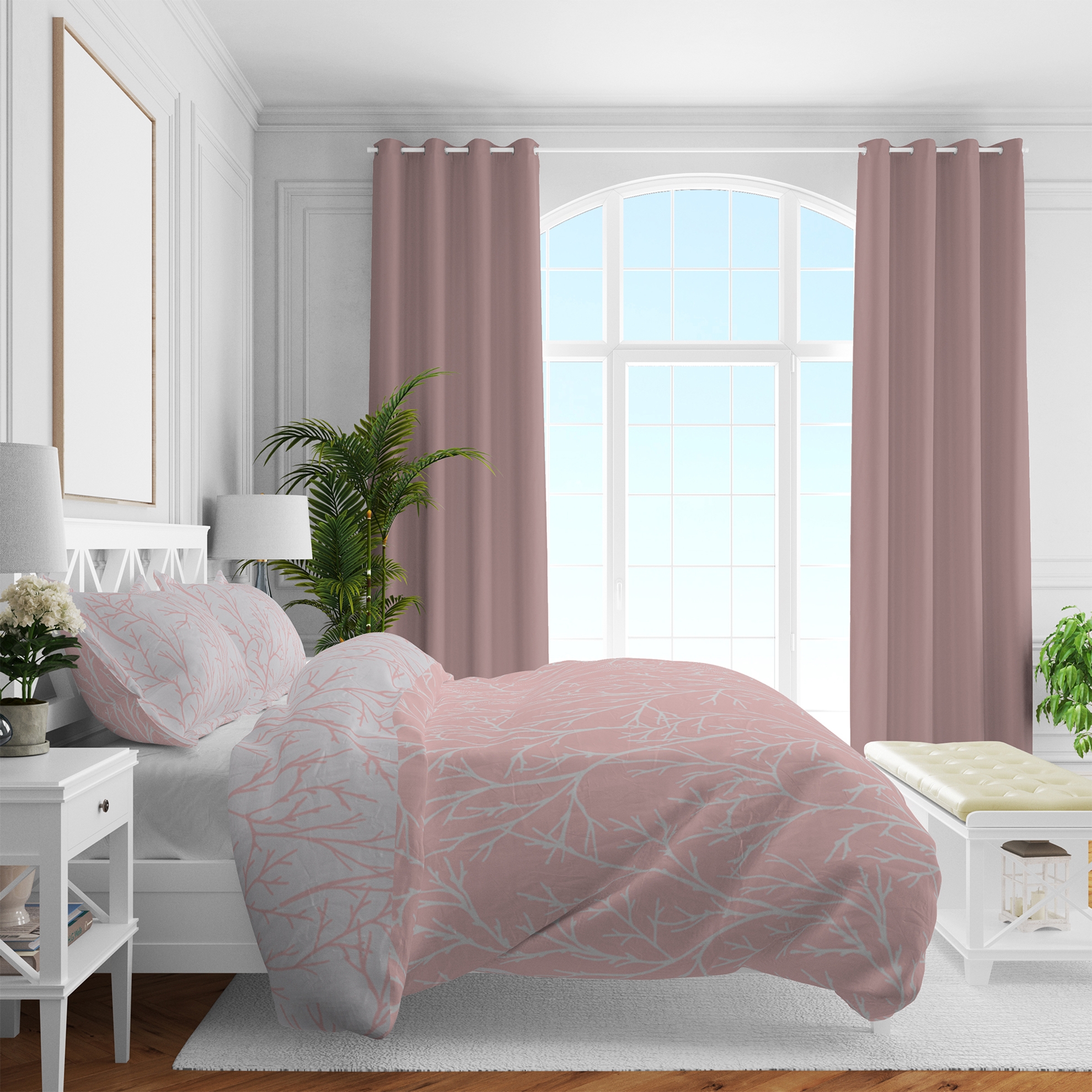 resm Brielle Queen Size Saten Nevresim Seti Pembe