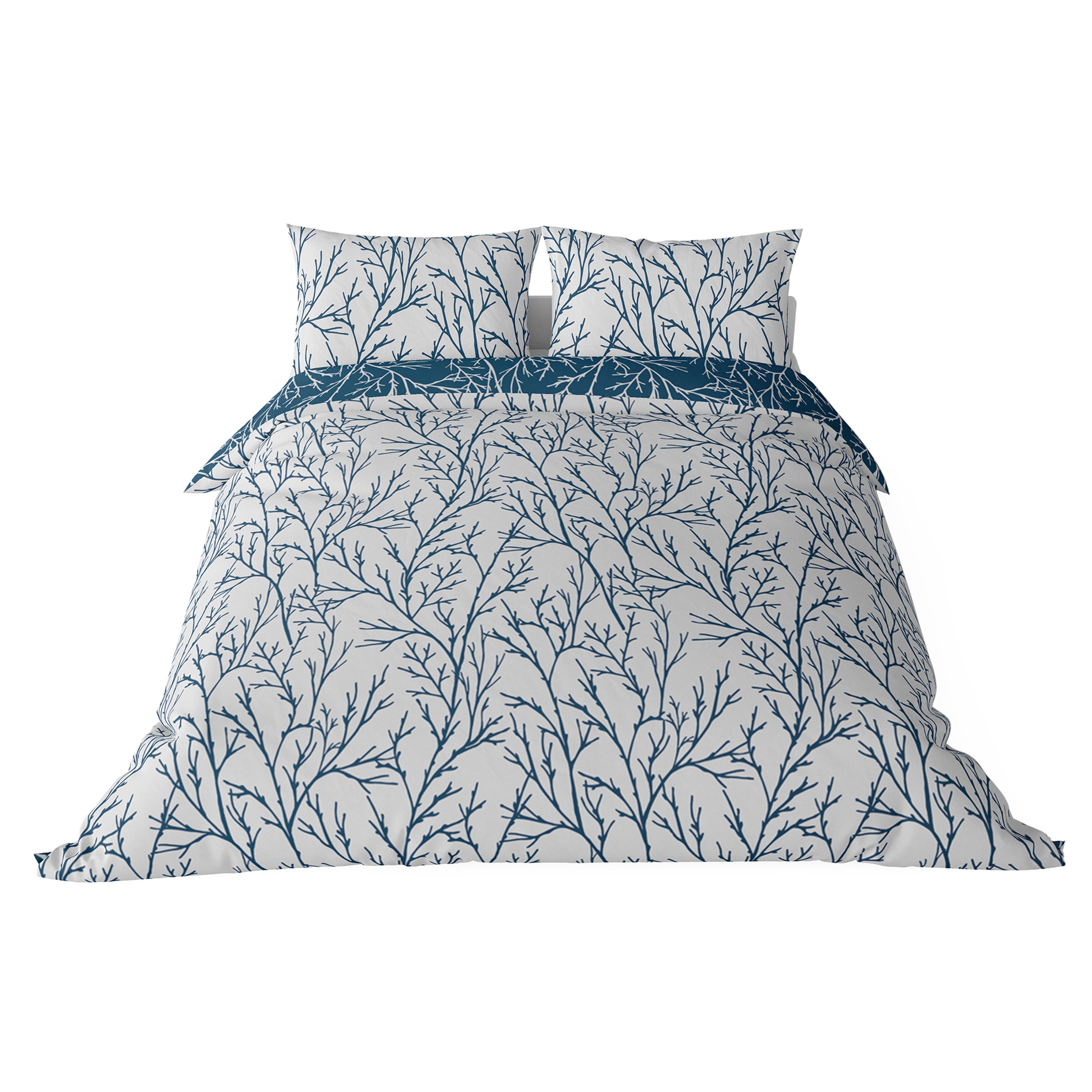 resm Brielle King Size Saten Nevresim Seti Lacivert