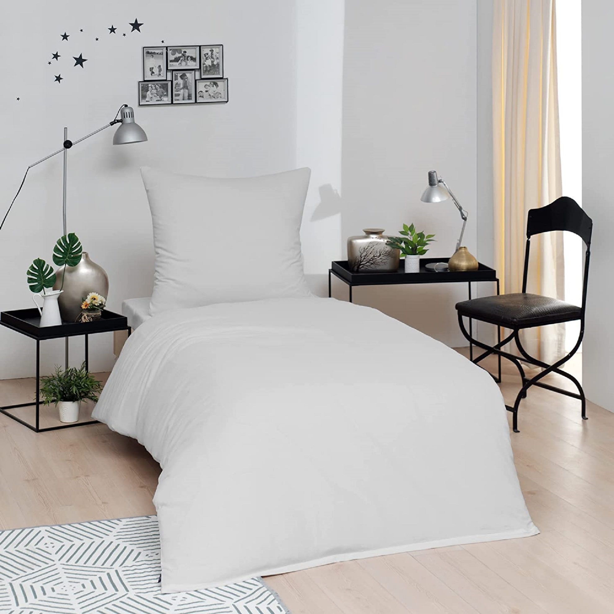 resm Brielle Tek Kişilik Pamuk Nevresim Seti Beyaz