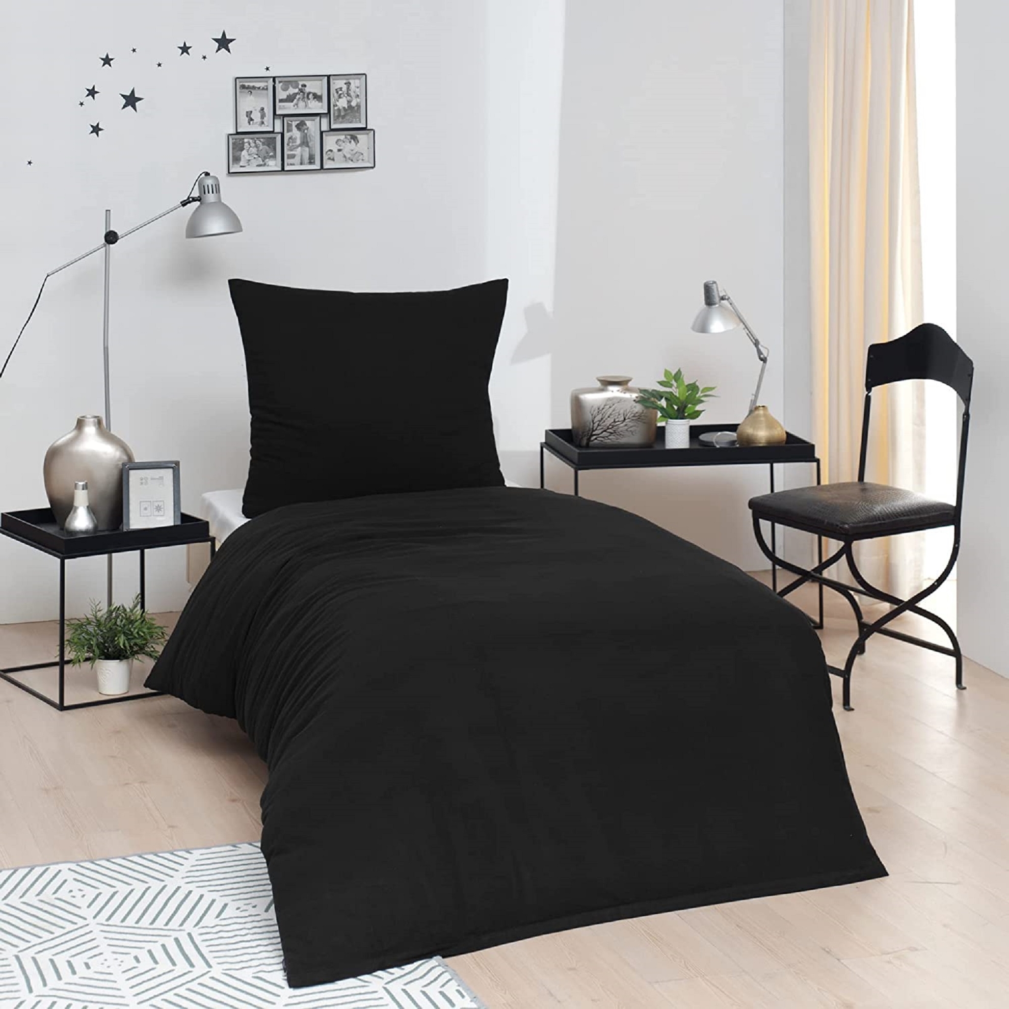 resm Brielle Tek Kişilik Ranforce Nevresim Seti Siyah