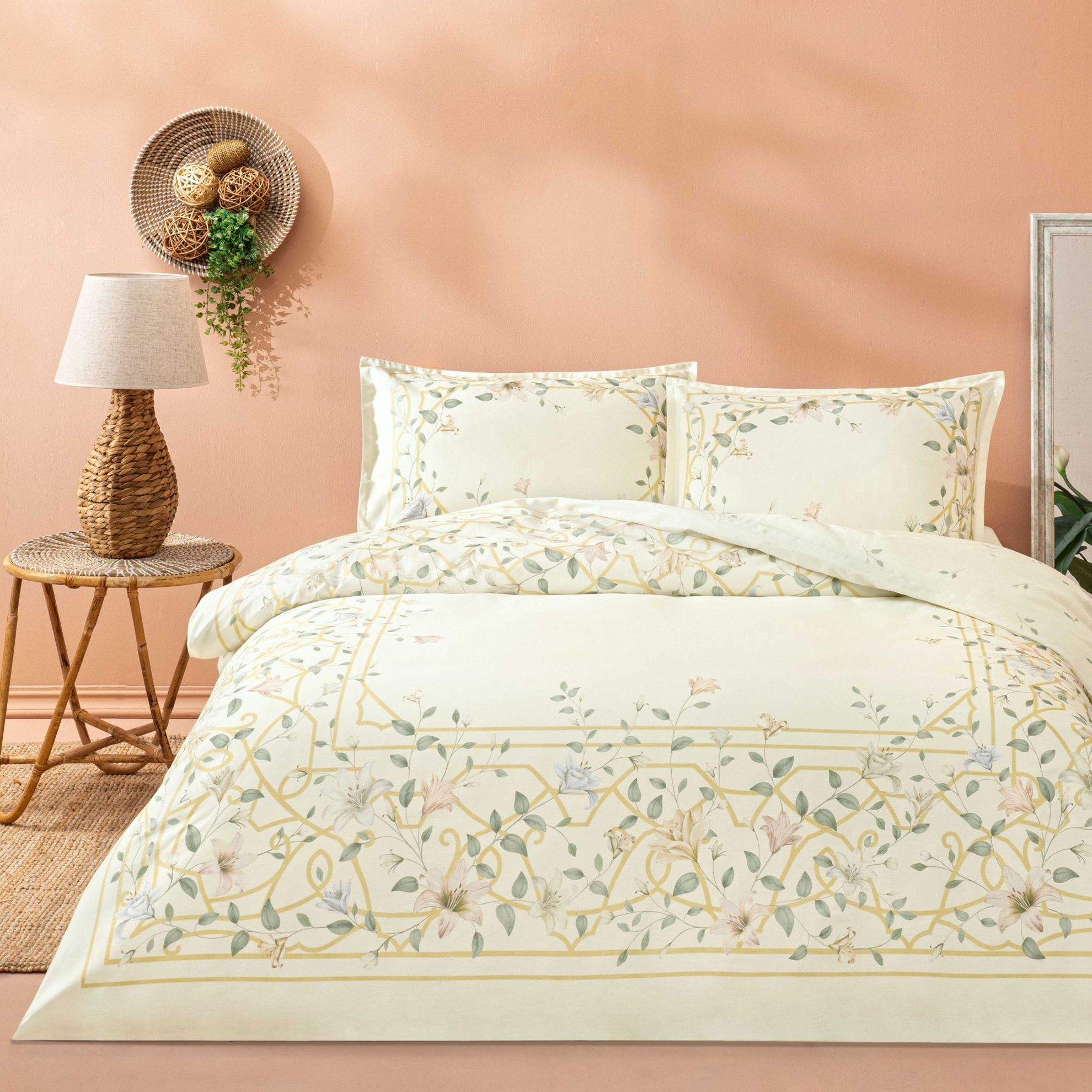 resm Linens Sc Allday Lukıs Nevresim Takımı King Ekru