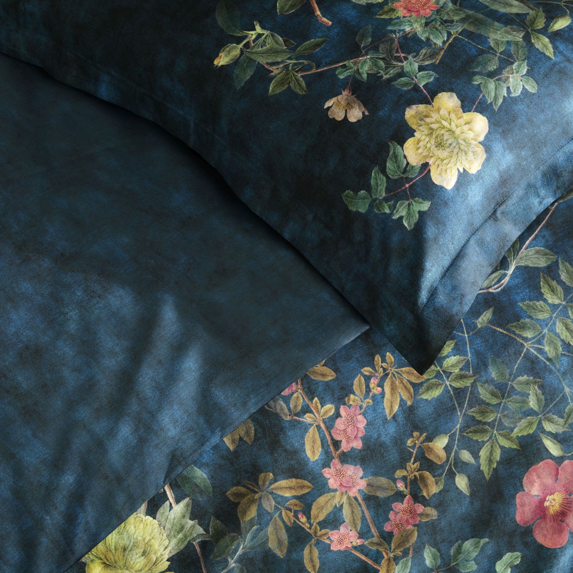 resm Linens Elvis Pamuk Saten Nevresim Takımı Çift Kişilik Mavi