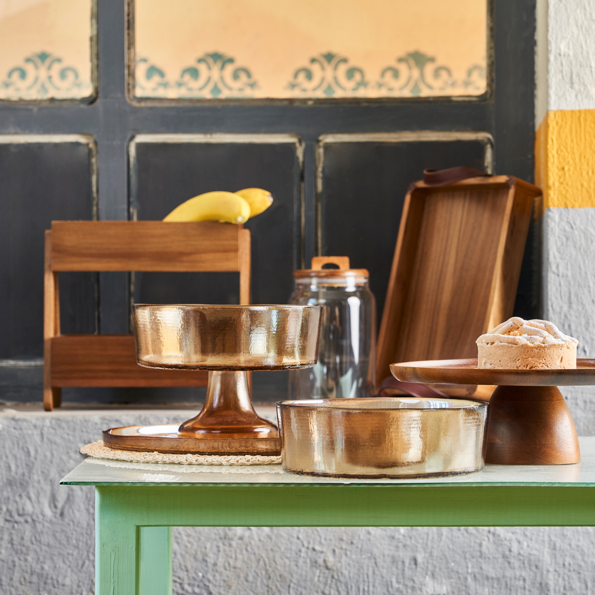 resm Linens Gleam Cam 21 cm Ayaklı Servis Amber