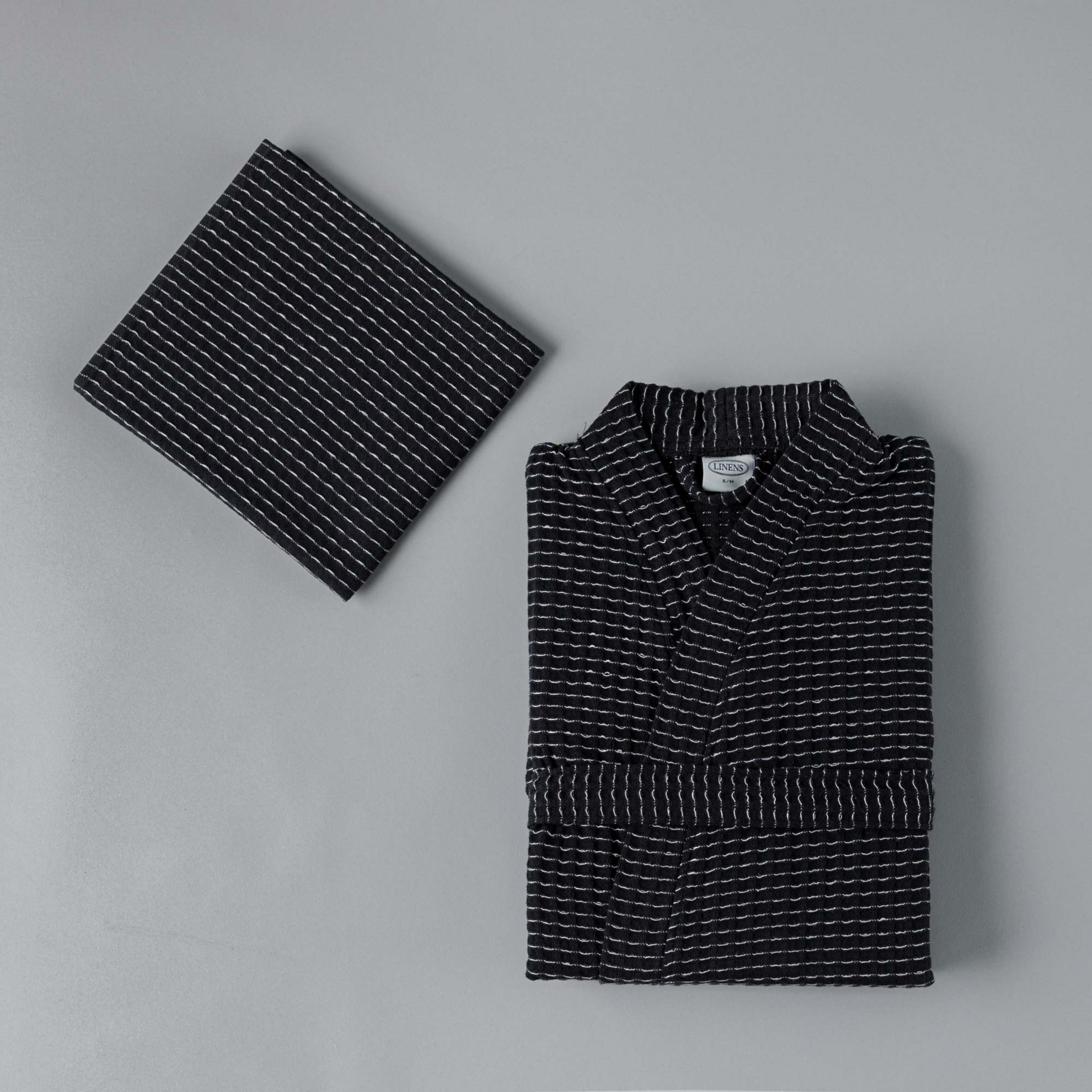 resm Linens Luca S/M Pamuk Bornoz Seti Siyah