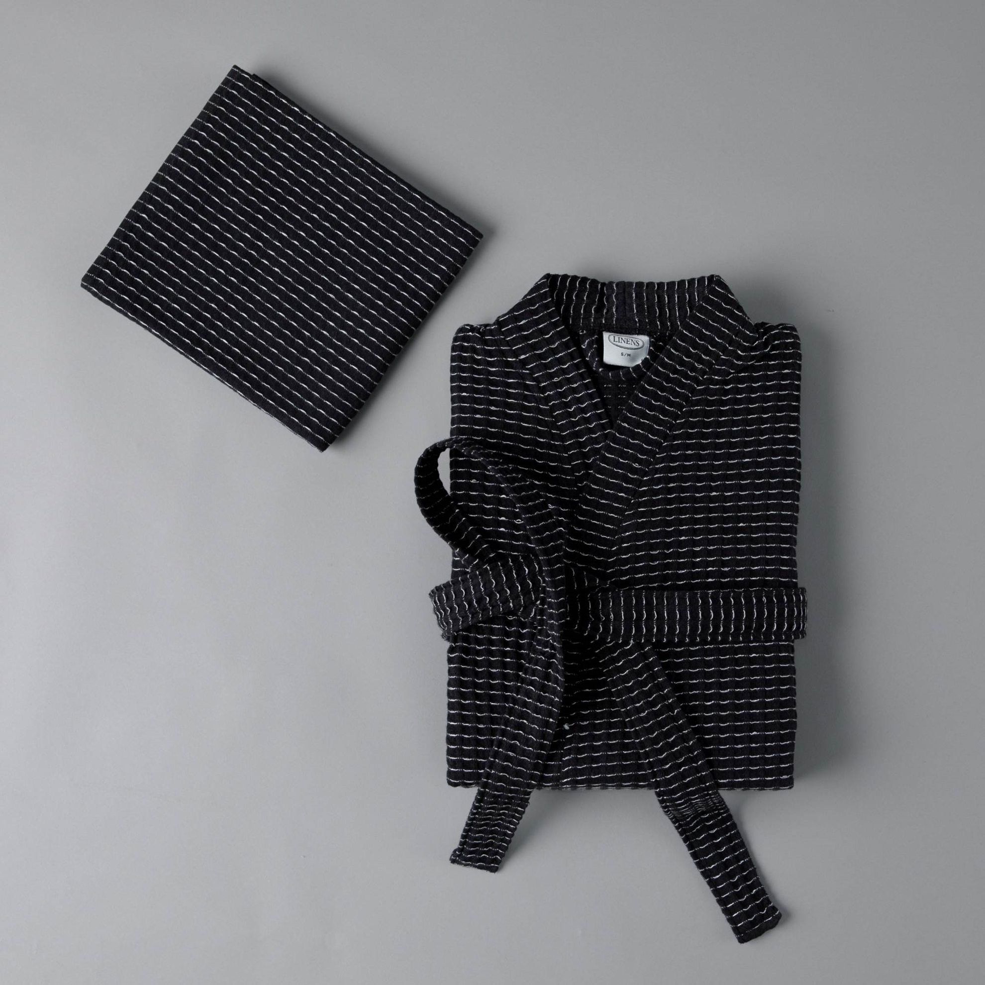 resm Linens Luca S/M Pamuk Bornoz Seti Siyah