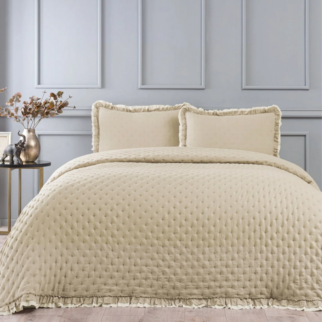 resm Linens Scarlett Çift Kişilik Yatak Örtüsü Seti Kahve