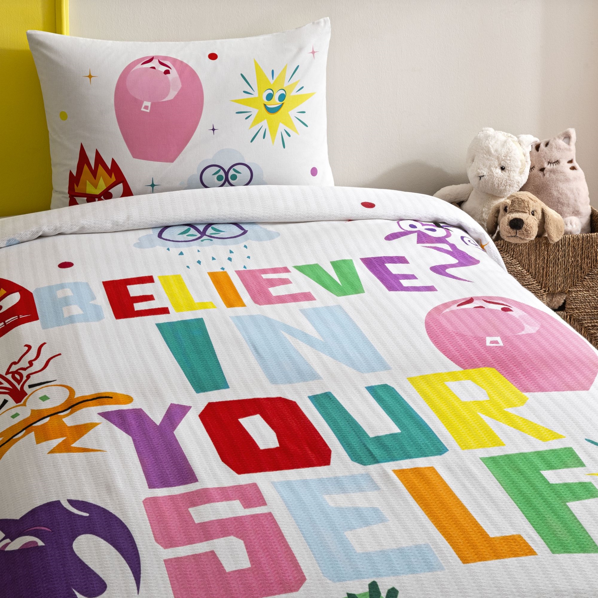 resm Taç Lisanslı Disney Inside Out Tek Kişilik Pamuk Pike Takımı