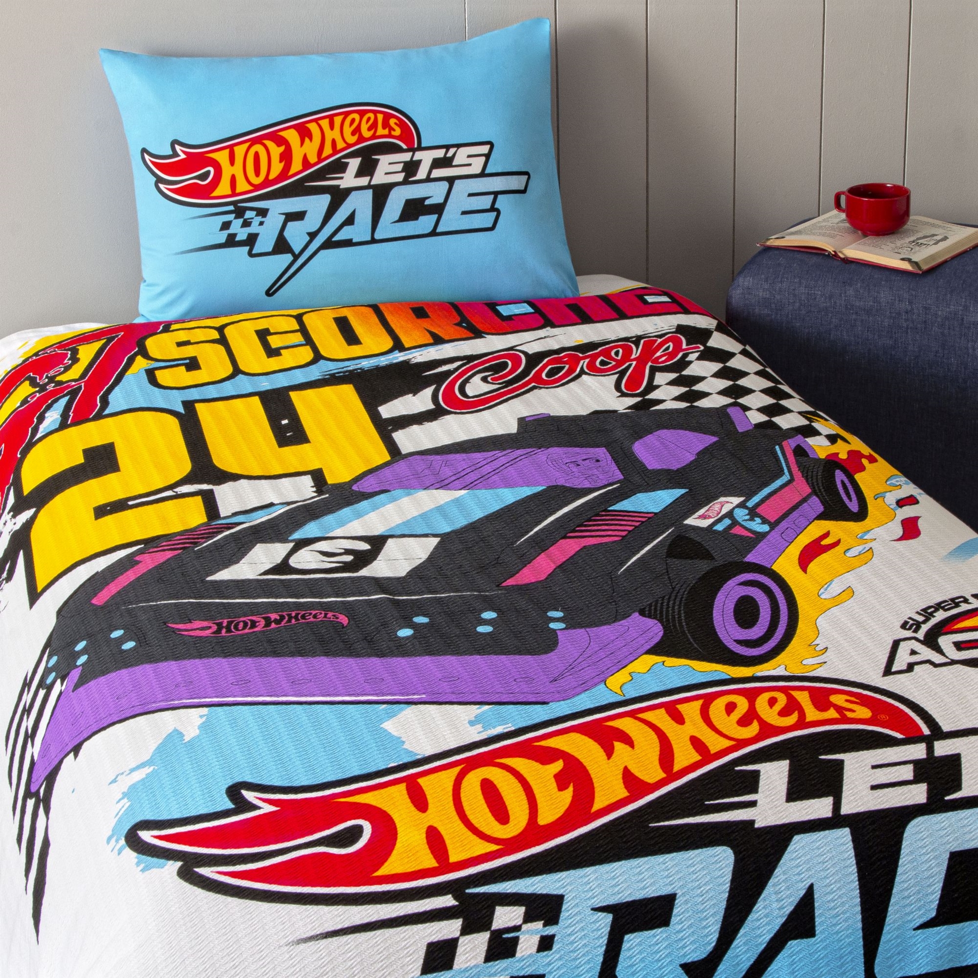 resm Taç Lisanslı Hot Wheels Fast Tek Kişilik Pamuk Pike Takımı