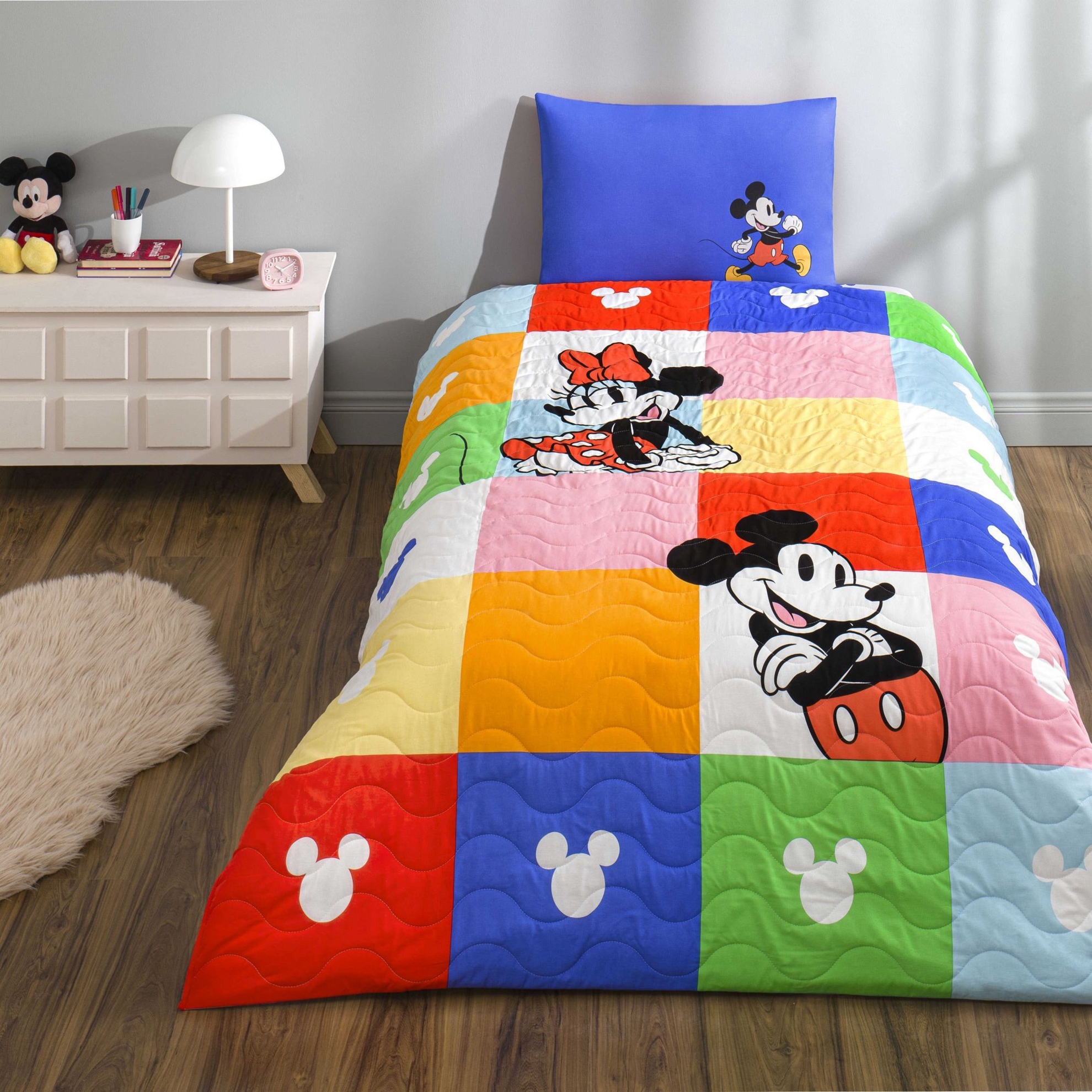 resm Taç Lisanslı Disney Minnie & Mickey Tek Kişilik Pamuk Complete Set