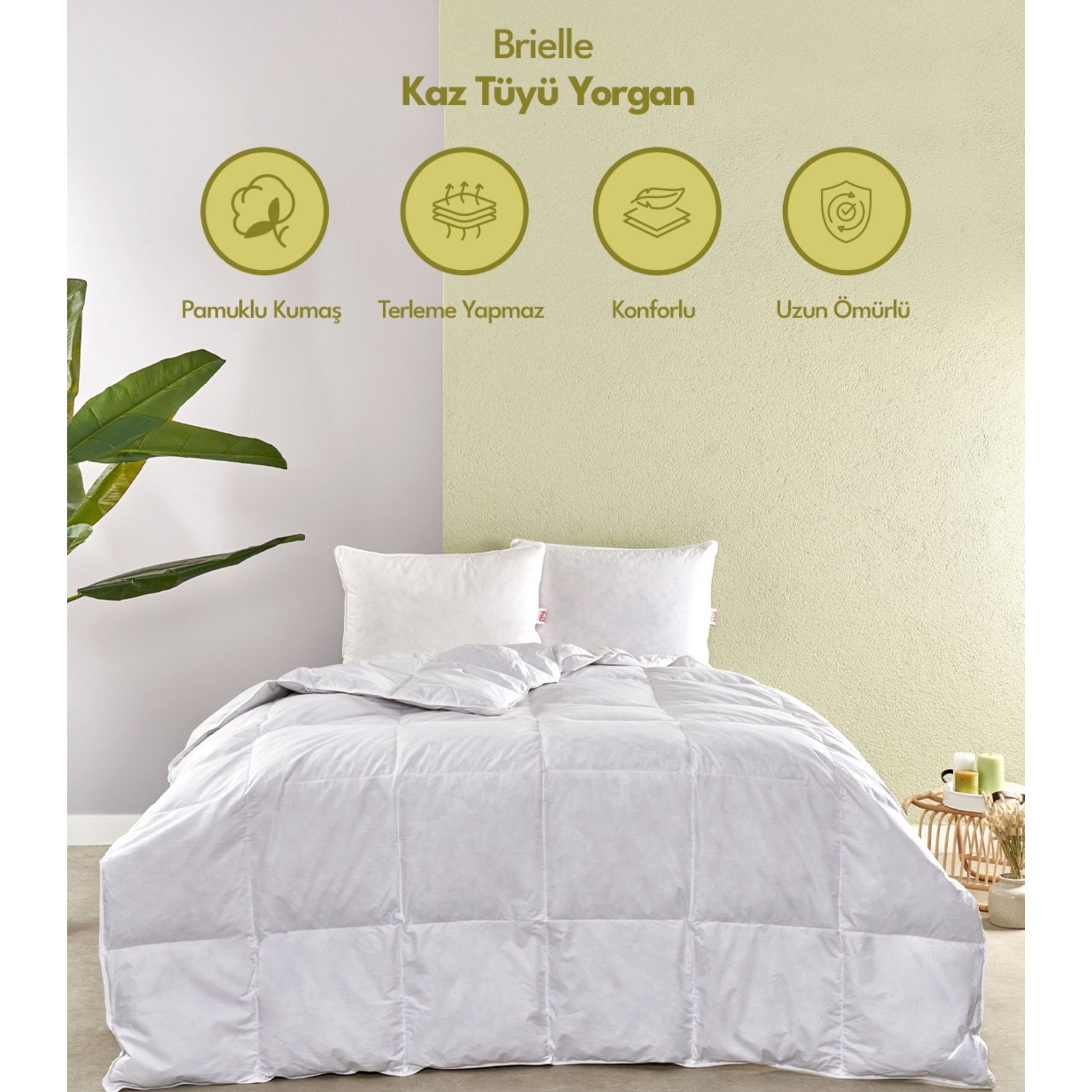 resm Brielle Kaz Tüyü 195x215 cm Çift Kişilik Yorgan Beyaz