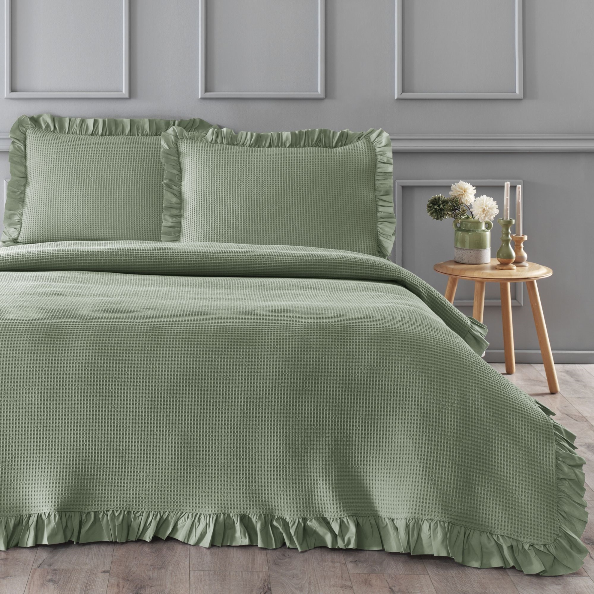 resm Linens Bsp Tek Kişilik Yatak Örtüsü Seti Yeşil