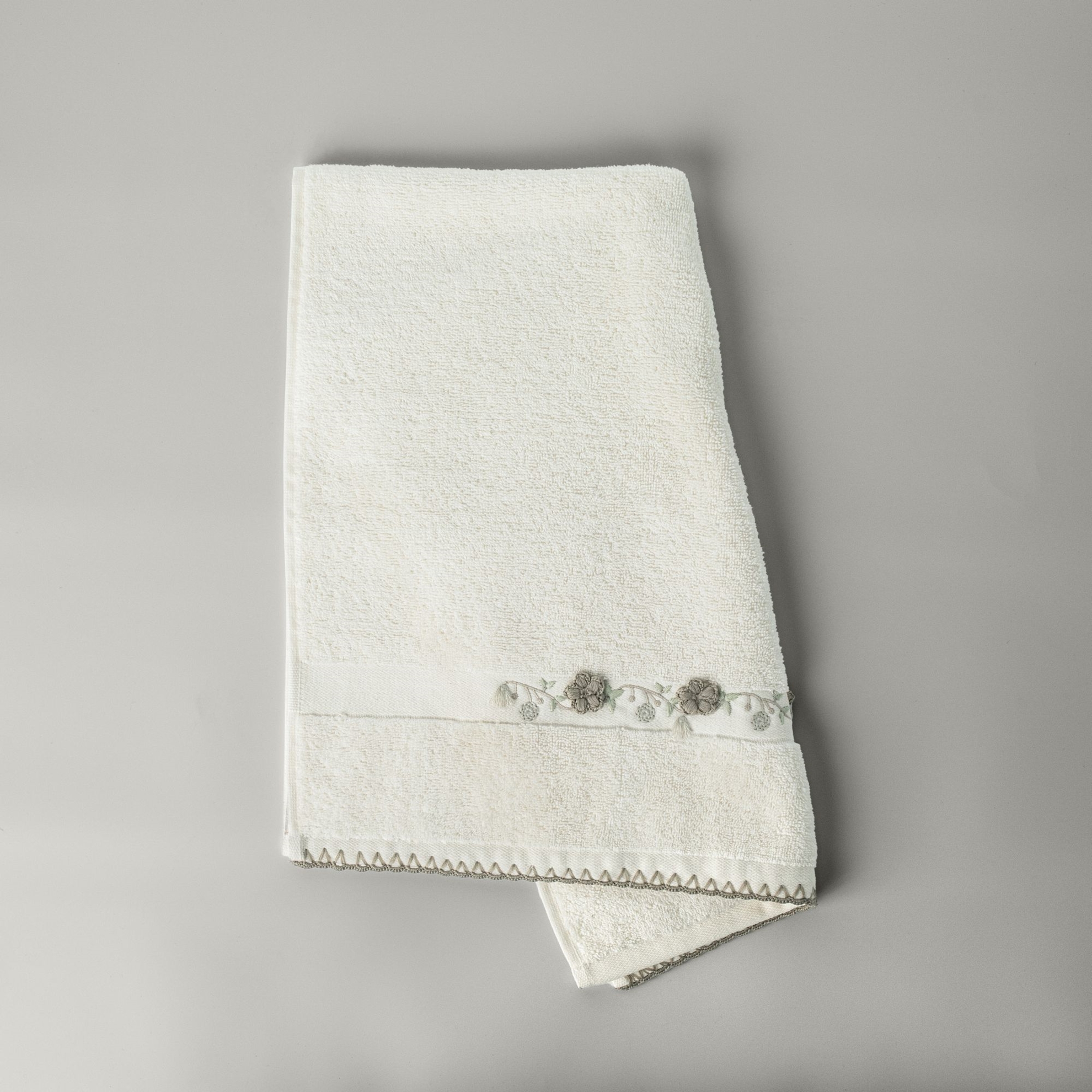 resm Linens Fıora Pamuk Yüz Havlusu 50X85 Cm Ekru