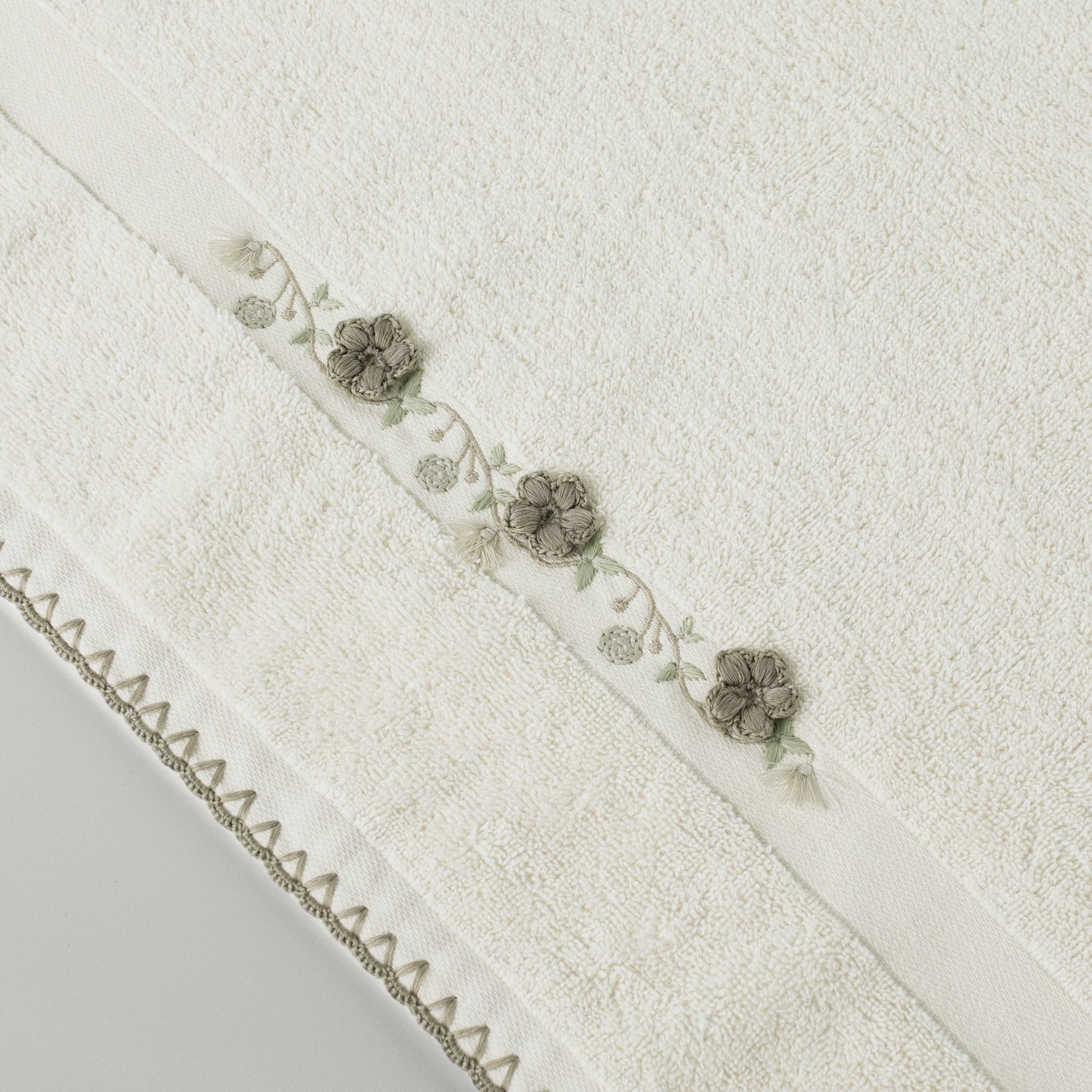 resm Linens Fıora Pamuk Yüz Havlusu 50X85 Cm Ekru