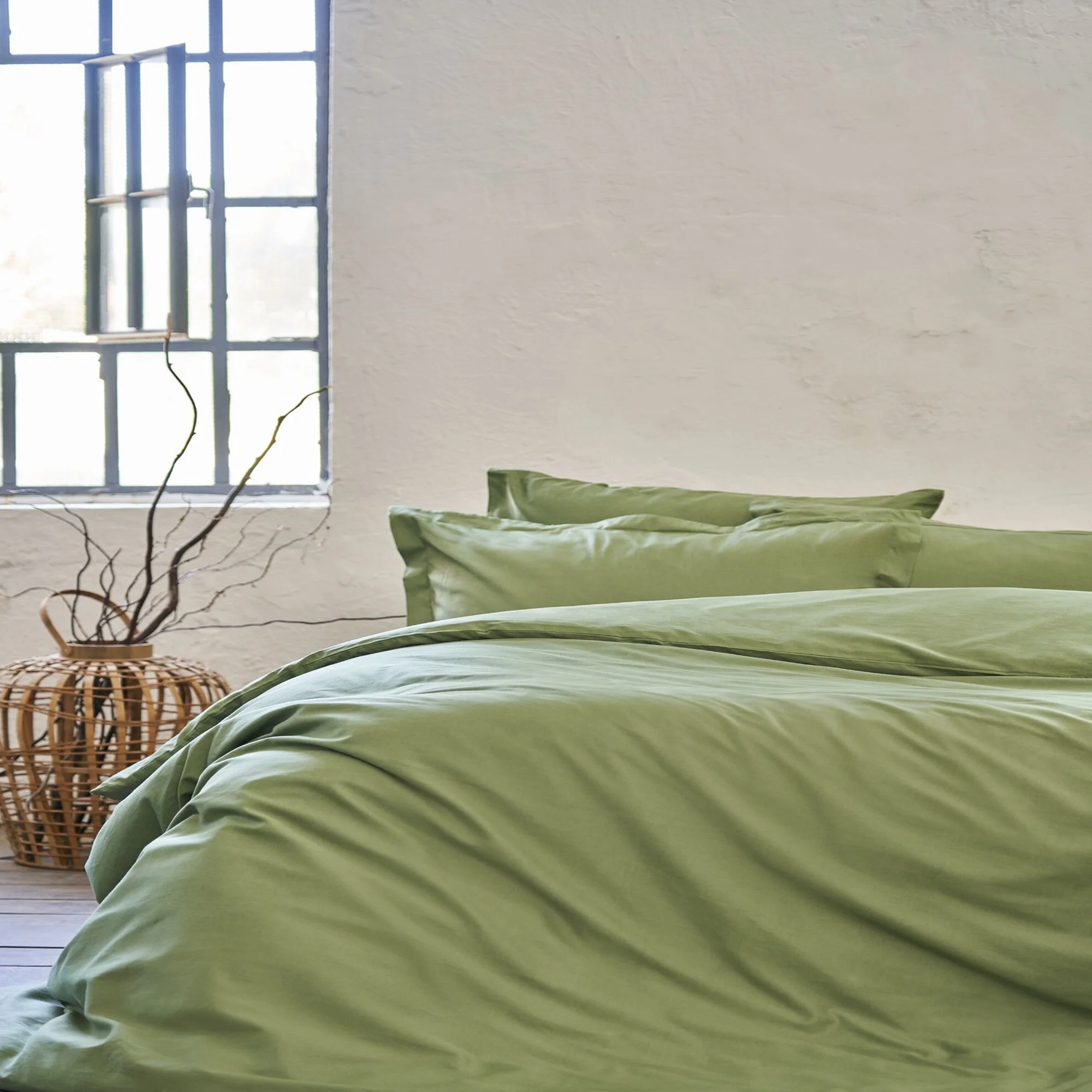 resm Linens Mix&Match Pamuk Saten Tek Kişilik Nevresim Kılıfı Koyu Yeşil