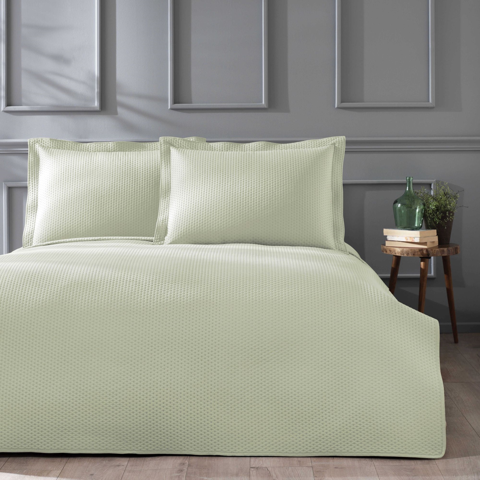 resm Linens Mist Tek Kişilik Yatak Örtüsü Seti Açık Yeşil