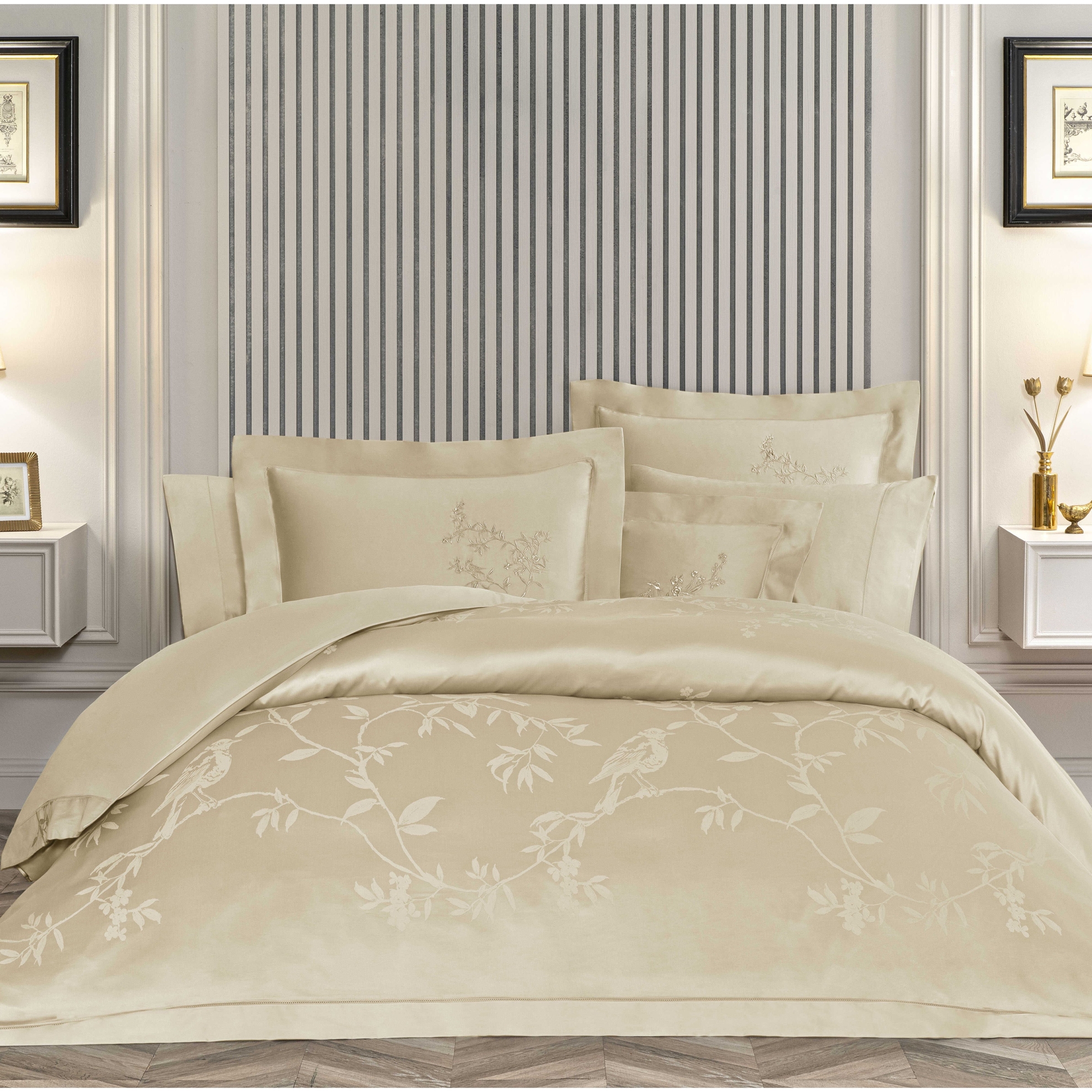 resm Valeron Clarins Jakar Super King Nevresim Takımı Bej