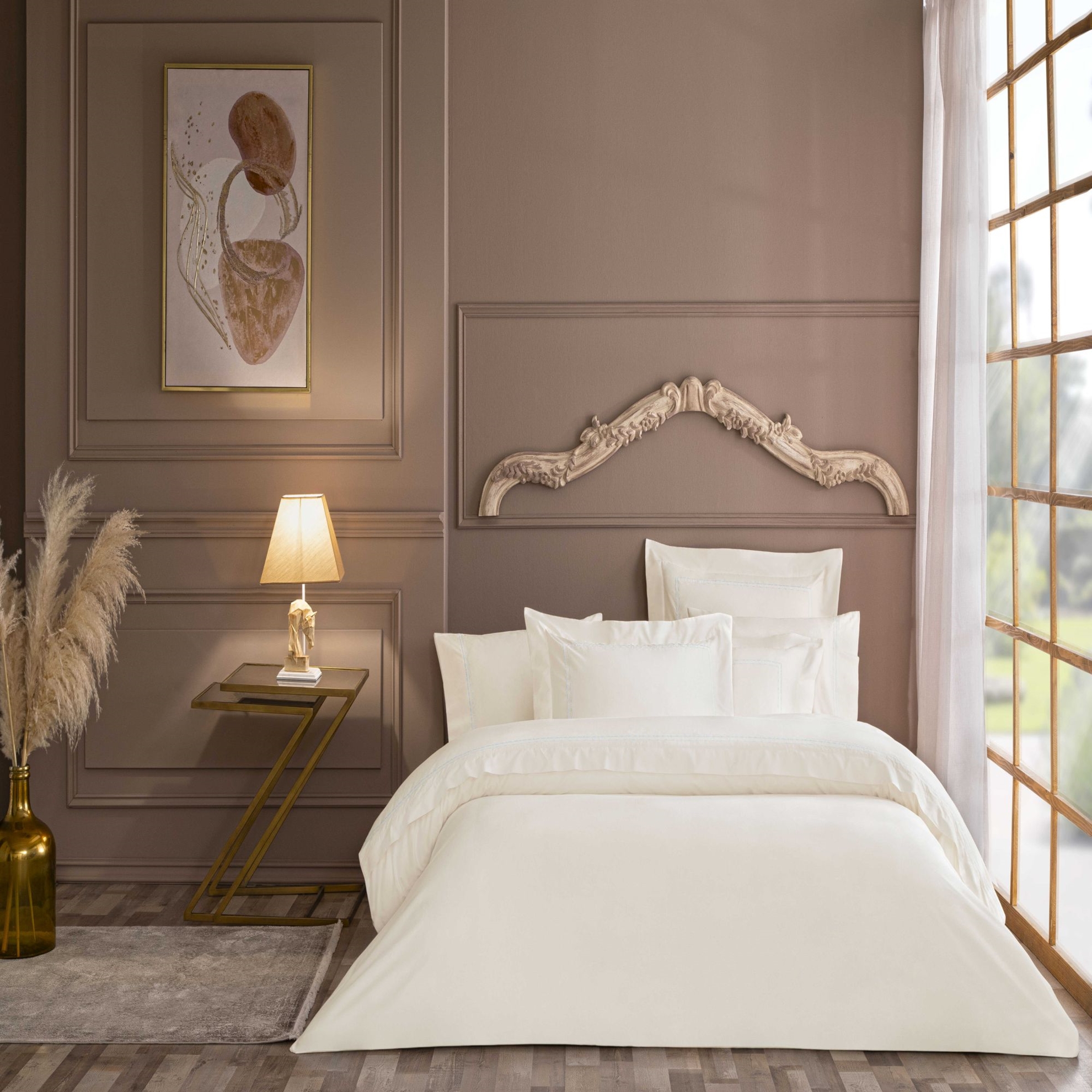 resm Valeron Amelia Saten Çift Kişilik Nevresim Takımı Mavi