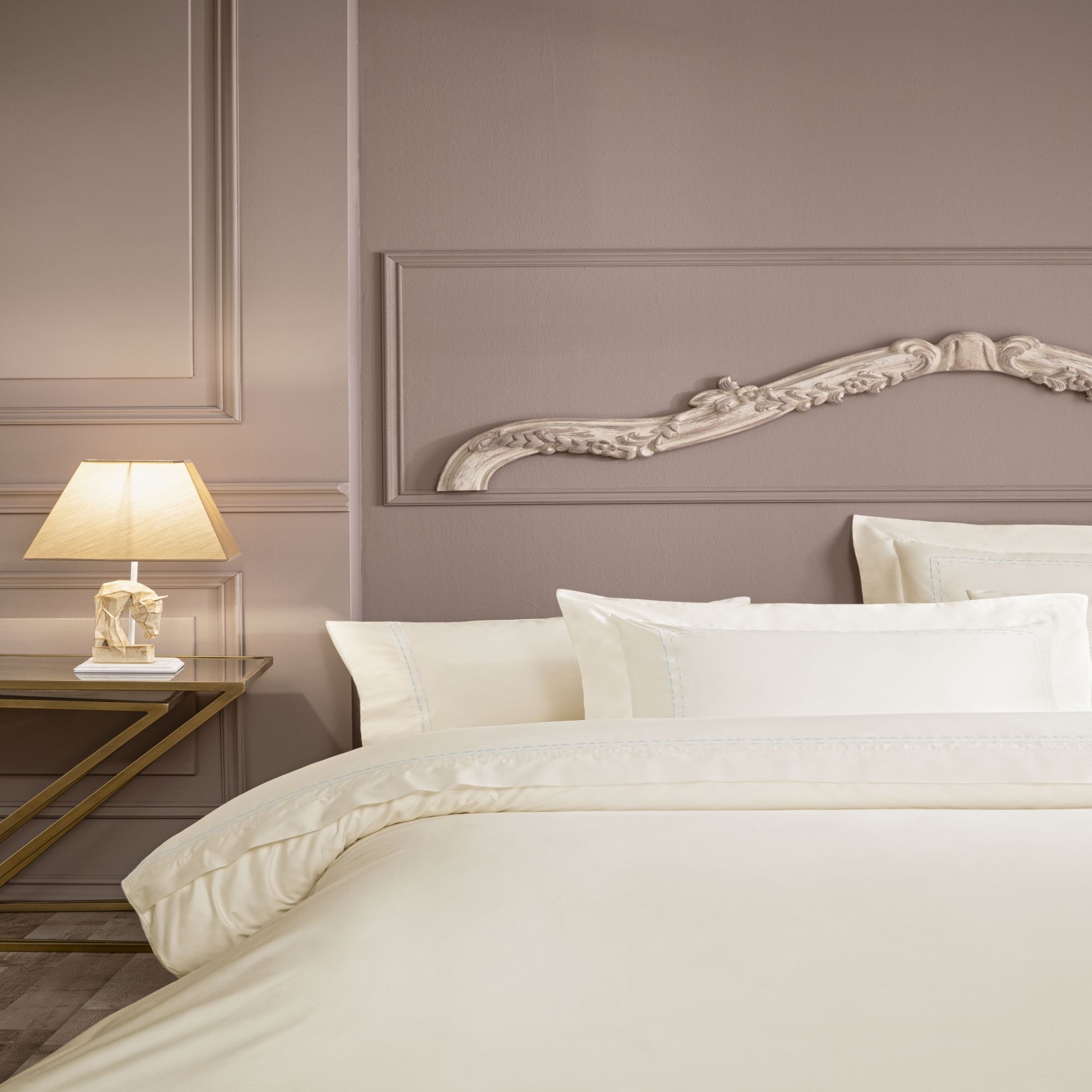 resm Valeron Amelia Saten Çift Kişilik Nevresim Takımı Mavi