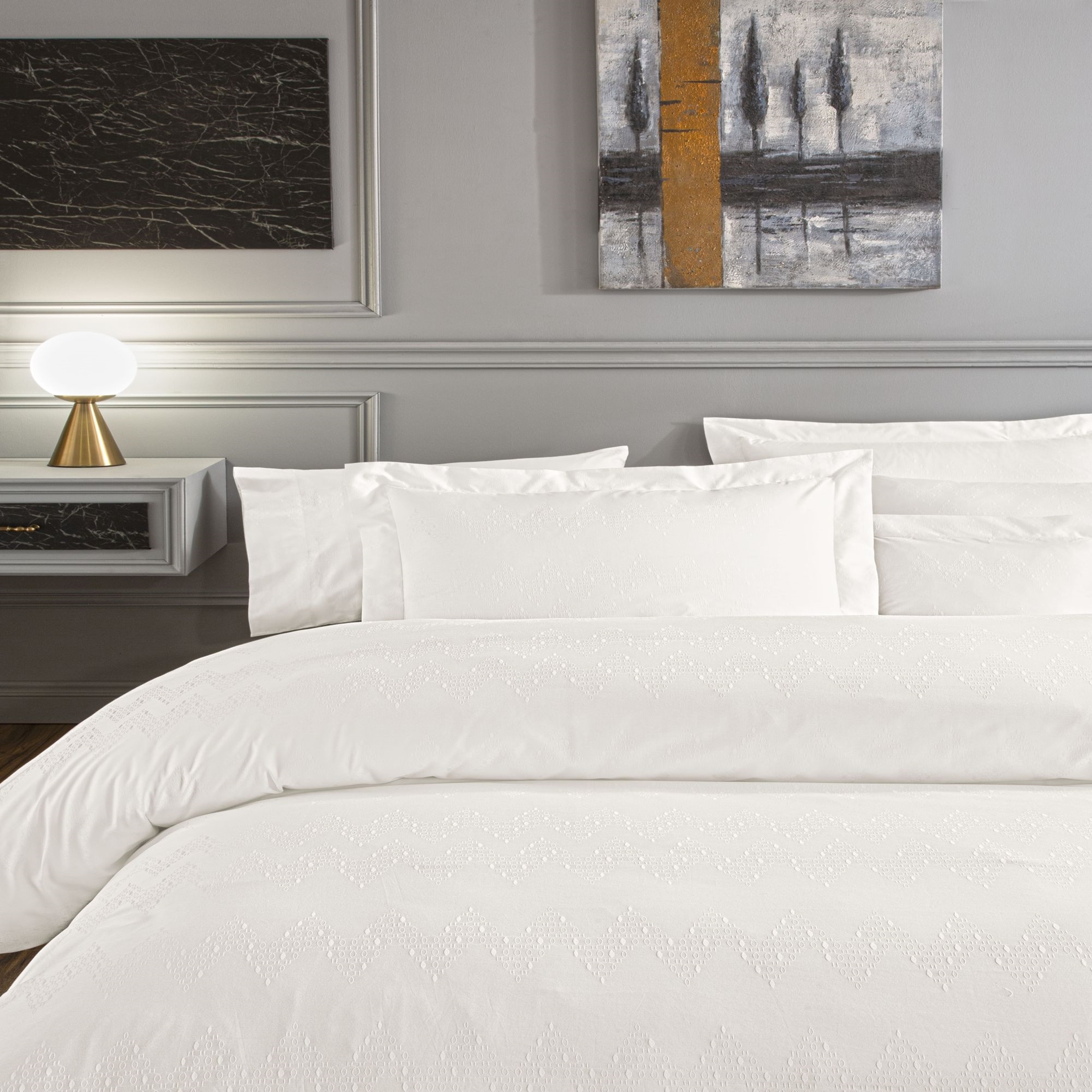 resm Valeron Davis Jakar Çift Kişilik Nevresim Takımı Beyaz