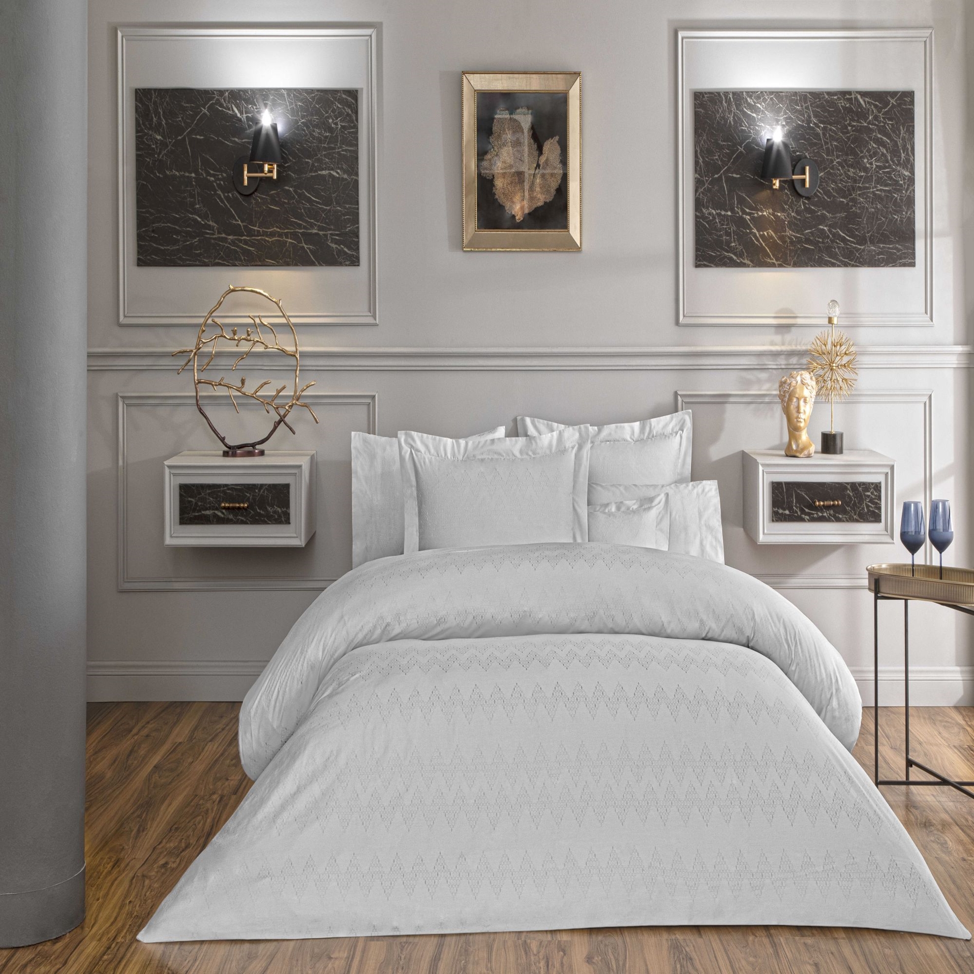 resm Valeron Davis Jakar Çift Kişilik Nevresim Takımı Gri