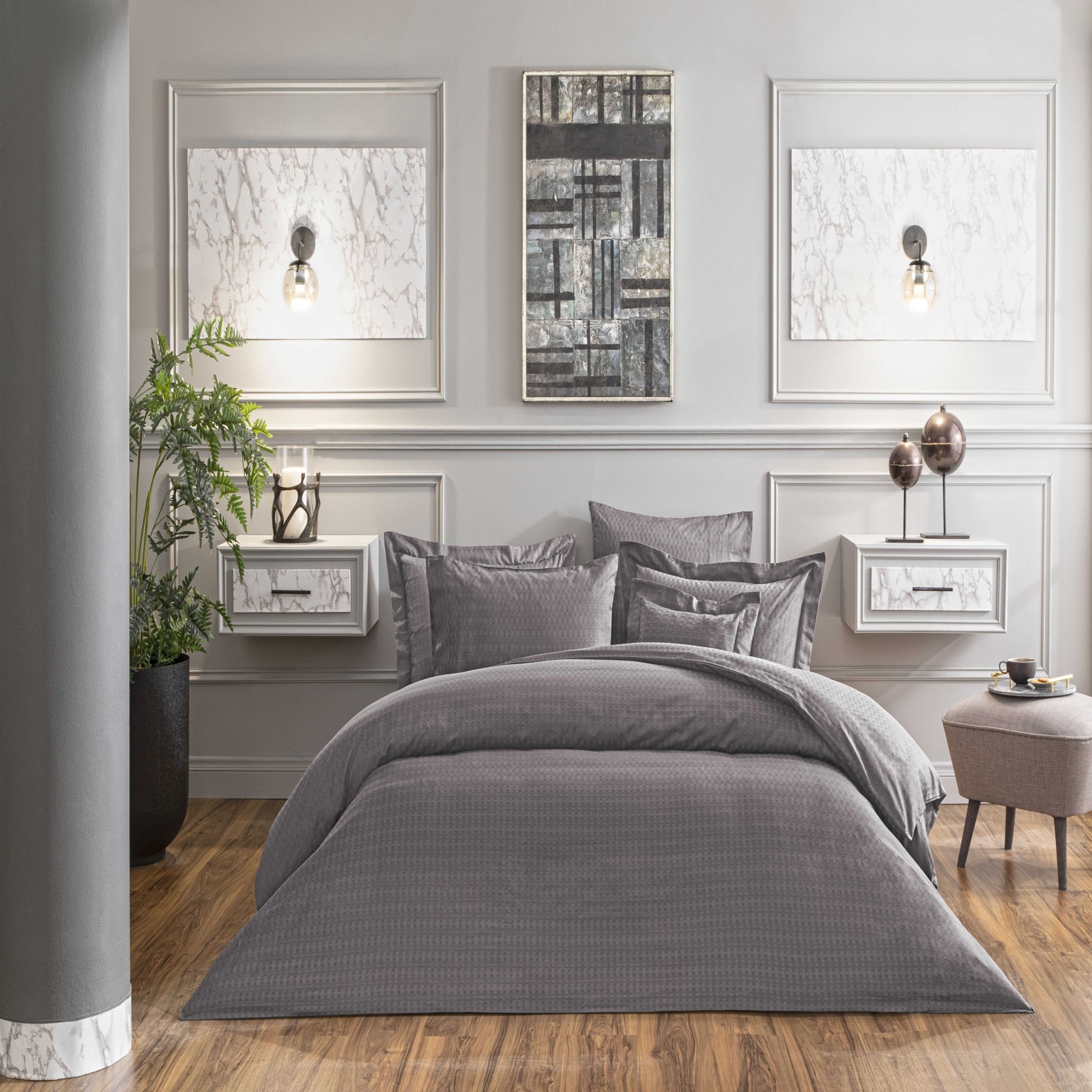 resm Valeron Cole Jakar Çift Kişilik Nevresim Takımı Antrasit