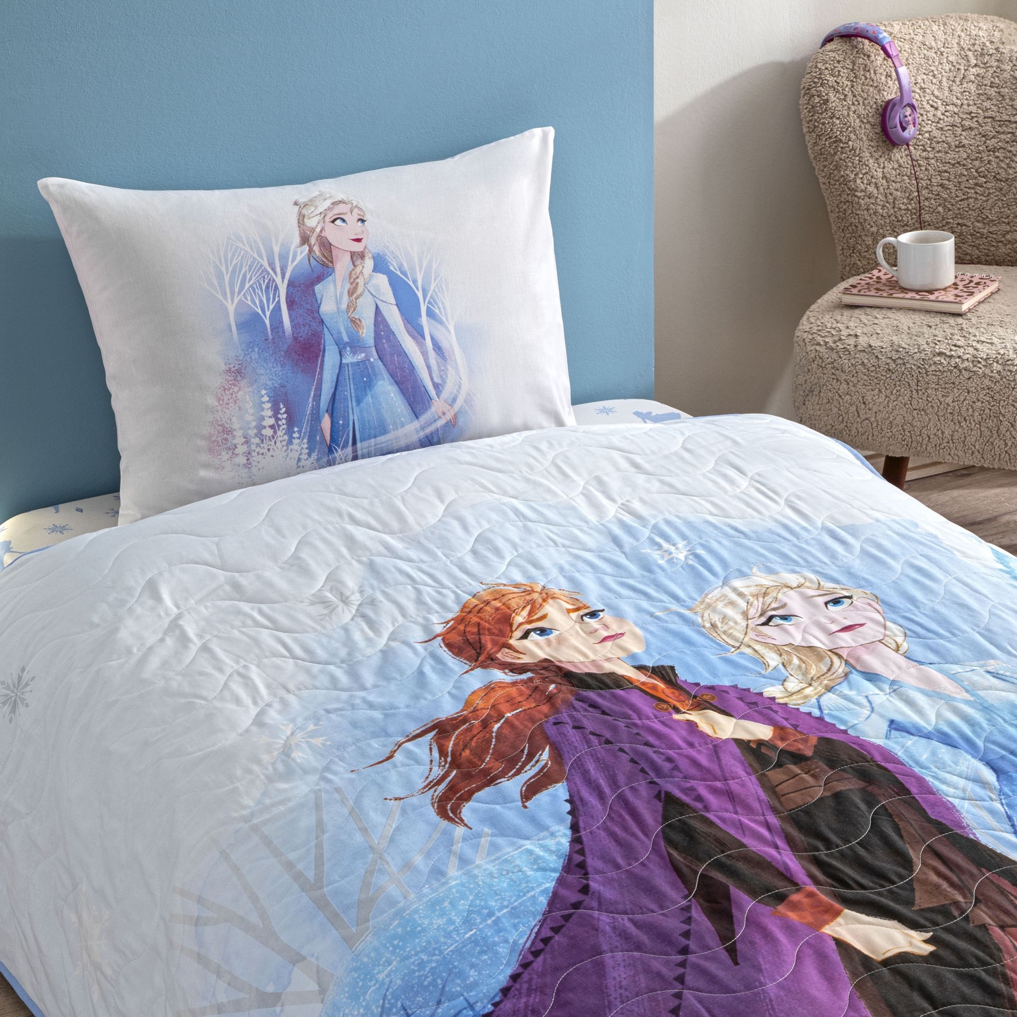 resm Taç Lisanslı Disney Frozen Sisters Tek Kişilik Pamuk Complete Set