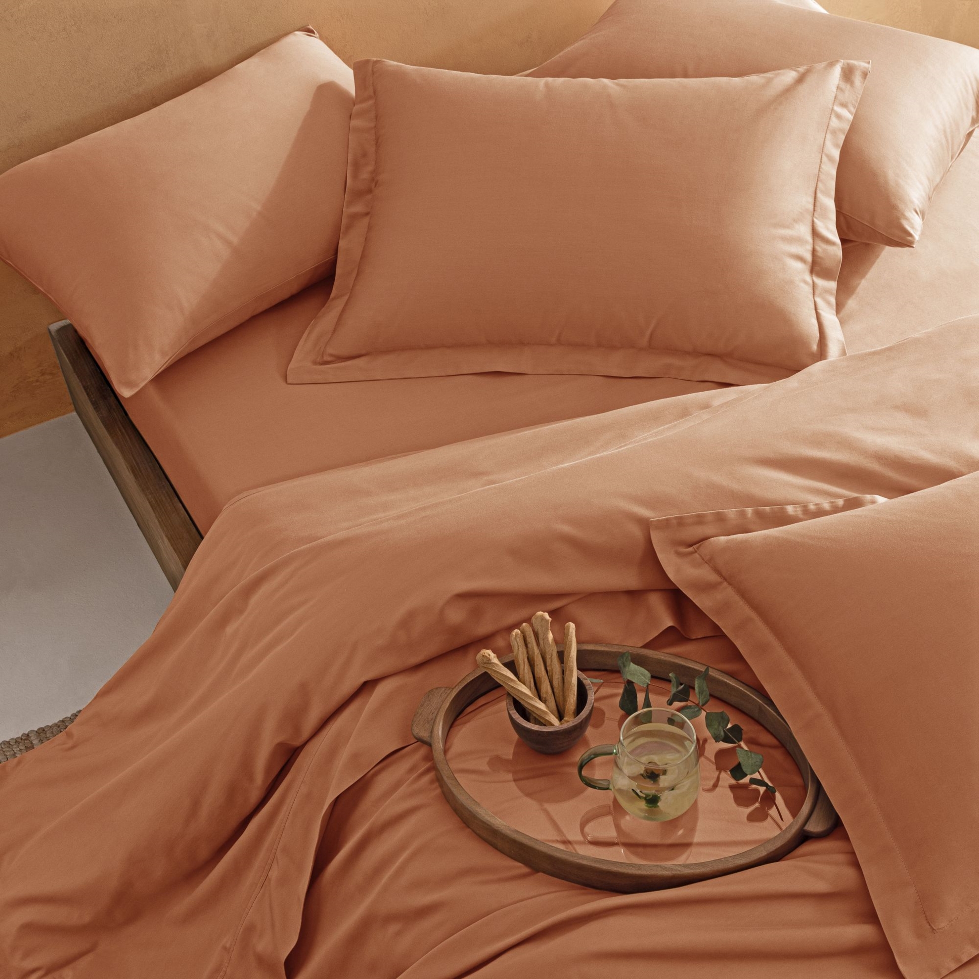 resm Linens Mix&Match Pamuk Saten Çift Kişilik Saten Nevresim Kılıfı Turuncu