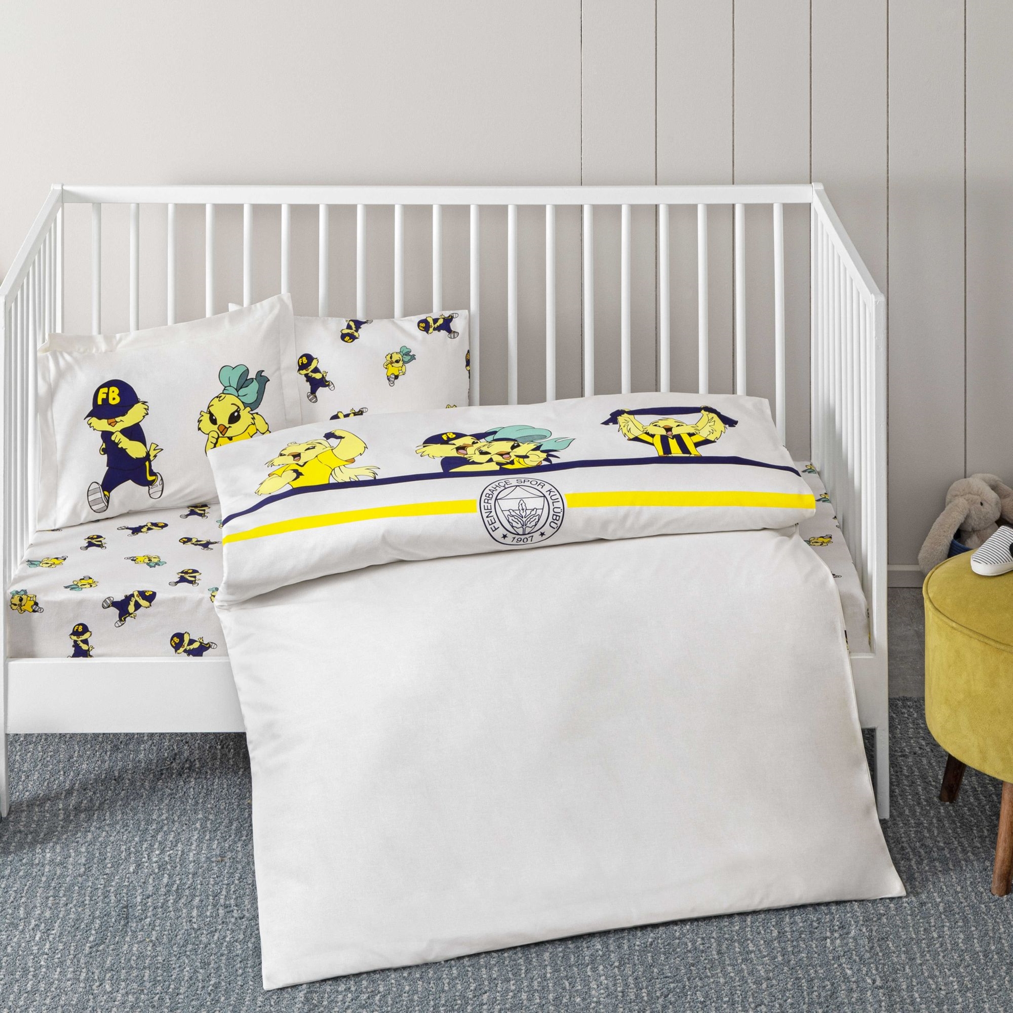 resm Taç Lisanslı Fenerbahçe Strip Baby Pamuk Nevresim Takımı