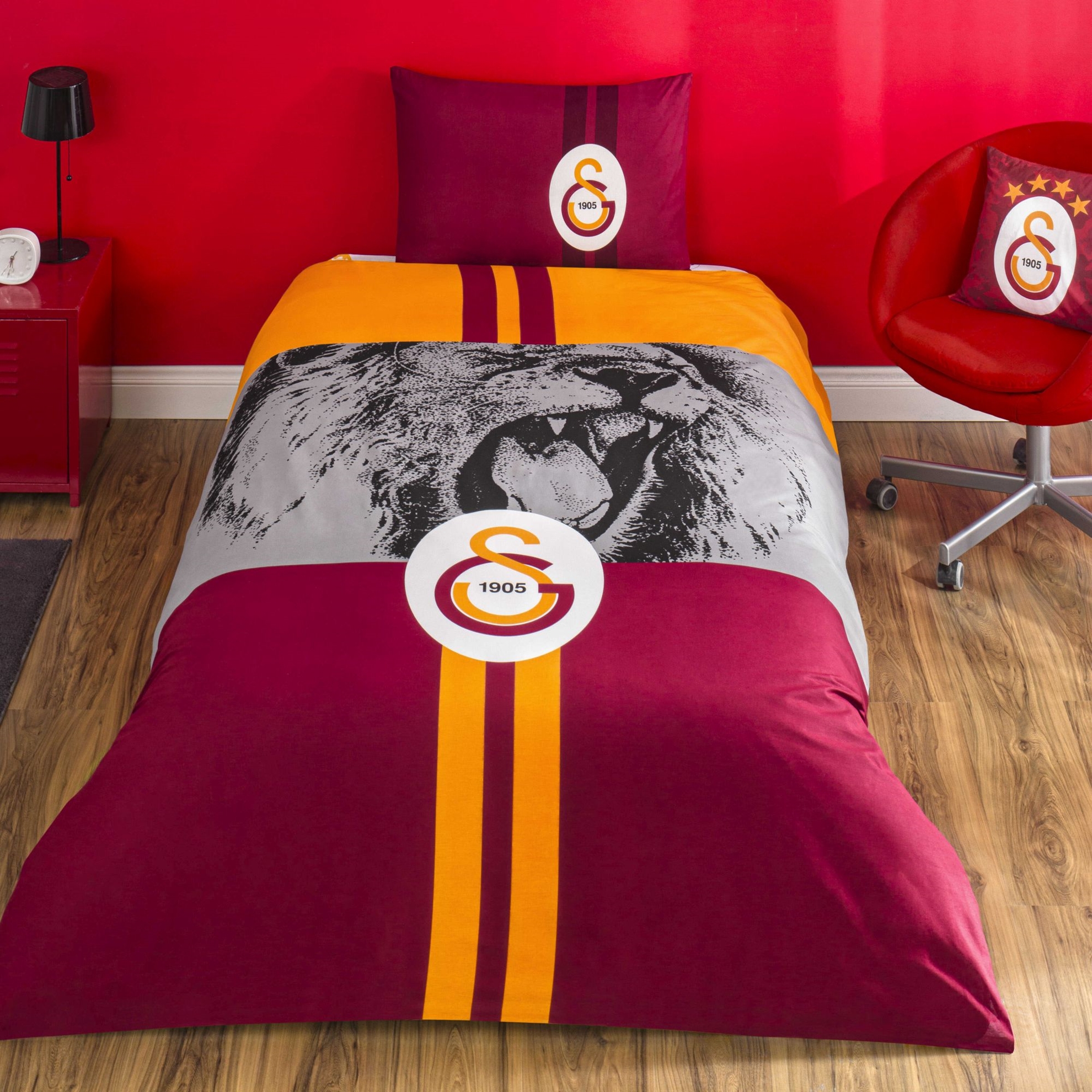 resm Taç Lisanslı Gs Şampiyon Aslan Pamuk Tek Kişilik Nevresim Takımı