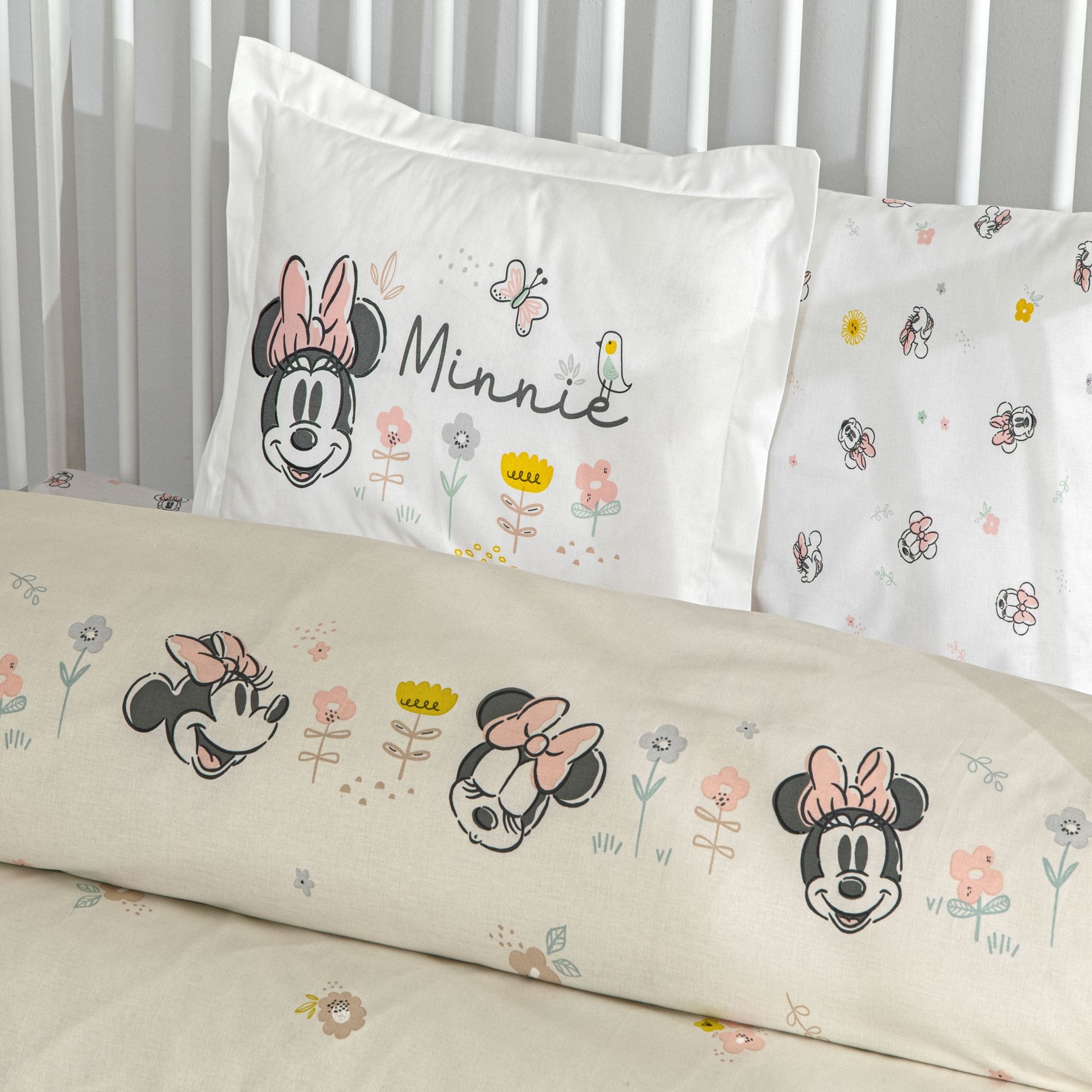 resm Taç Lisanslı Disney Minnie Mouse Dream Baby Pamuk Bebek Nevresim Takımı