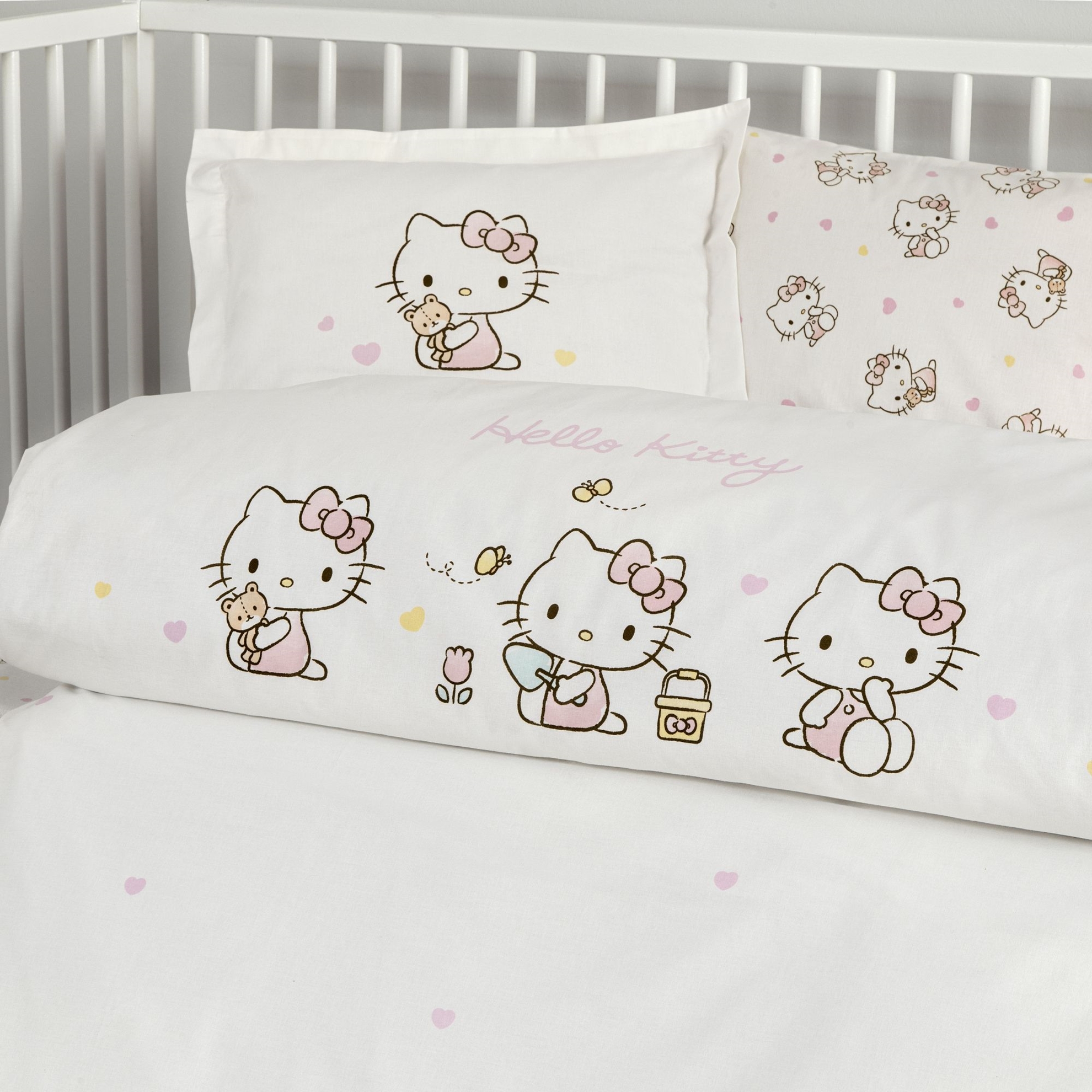 resm Taç Lisanslı Hello Kitty Cute Baby Pamuk Bebek Nevresim Takımı