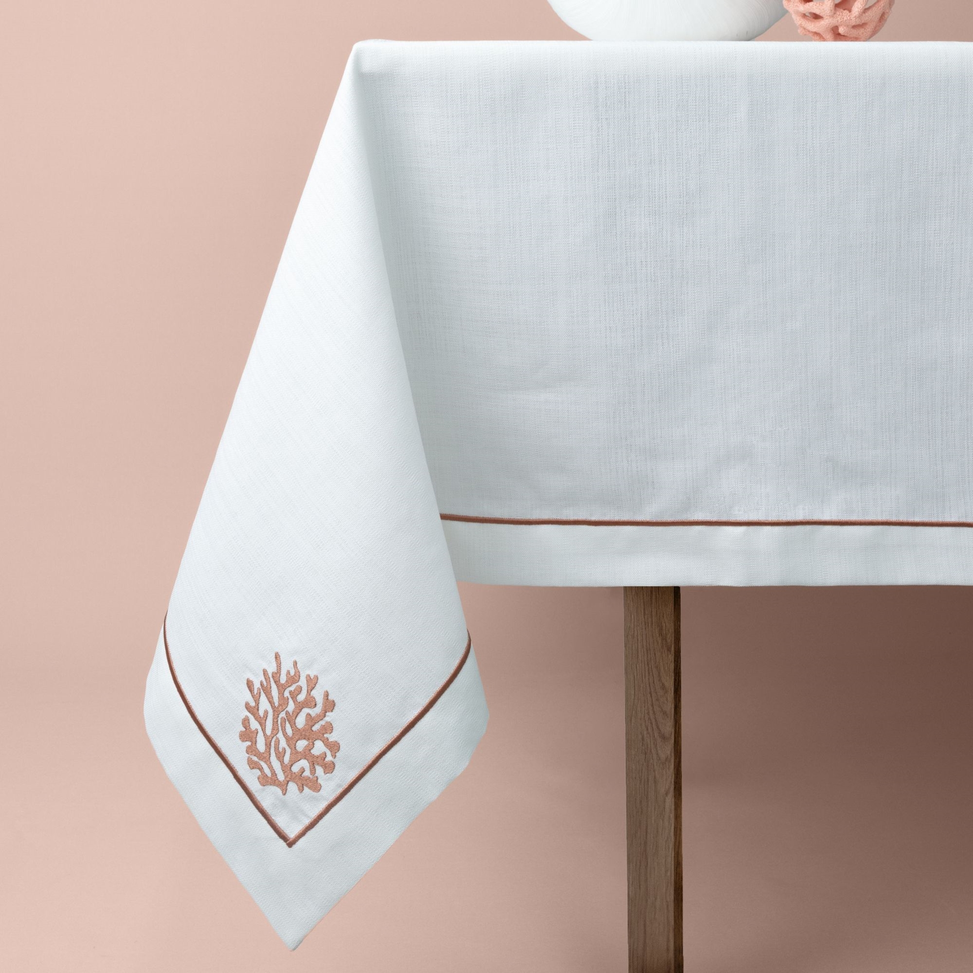 resm Linens Shell 150X250 cm Masa Örtüsü Ekru Mercan