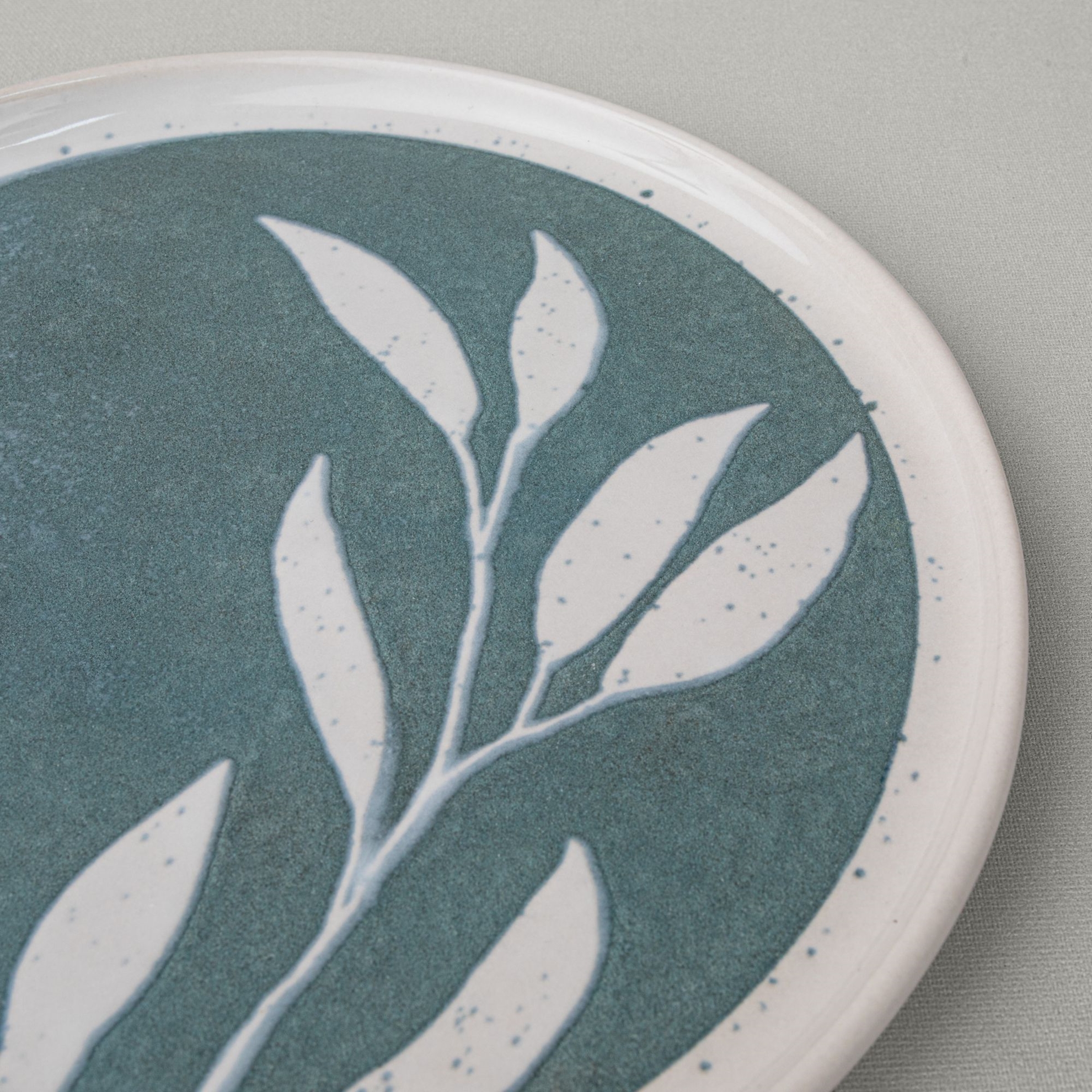 resm Linens Daphne Seramik 22 cm Pasta Tabağı Yeşil