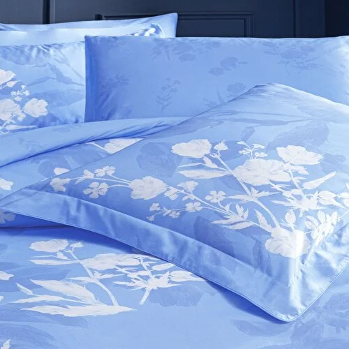 resm Valeron Eunıke Saten King Nevresim Takımı Mavi