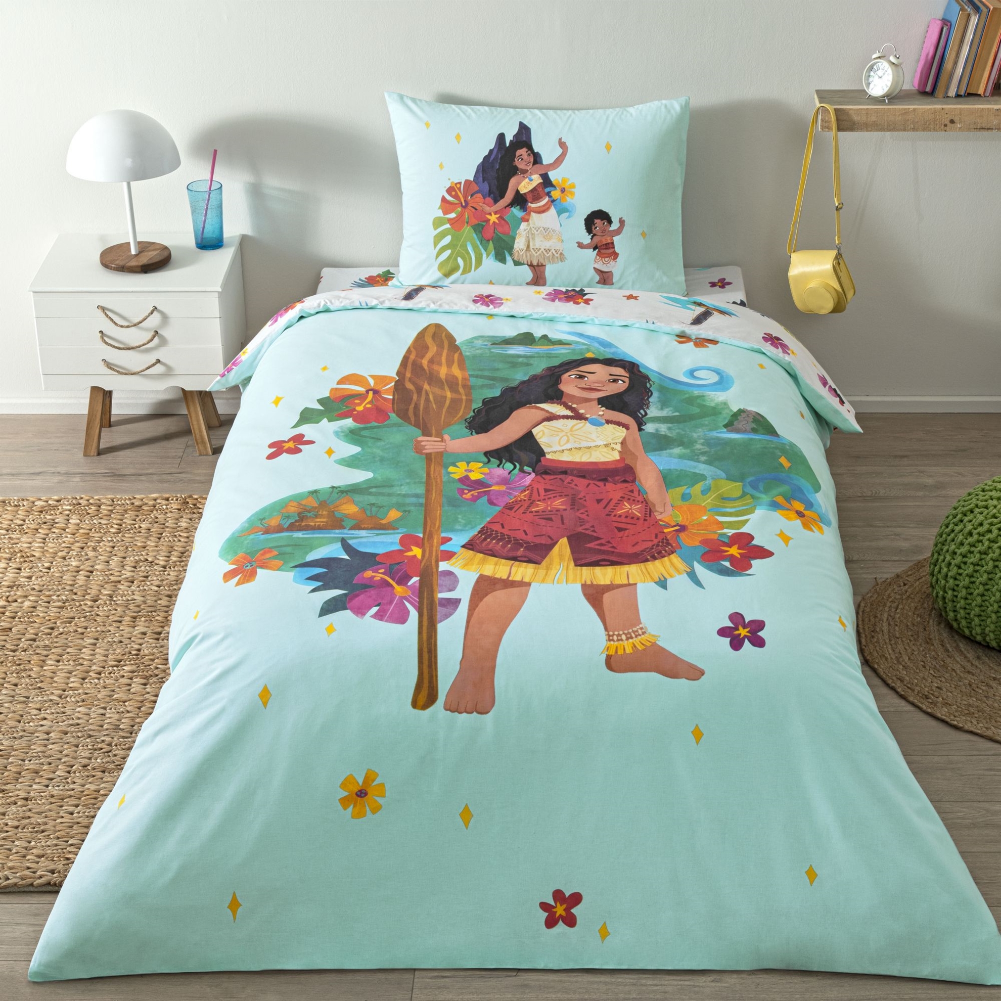 resm Taç Lisanslı Disney Moana Tek Kişilik Pamuk Nevresim Takımı