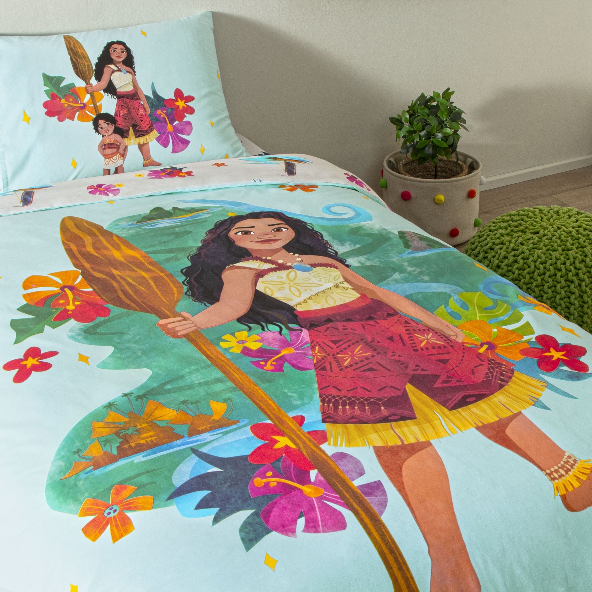 resm Taç Lisanslı Disney Moana Tek Kişilik Pamuk Nevresim Takımı