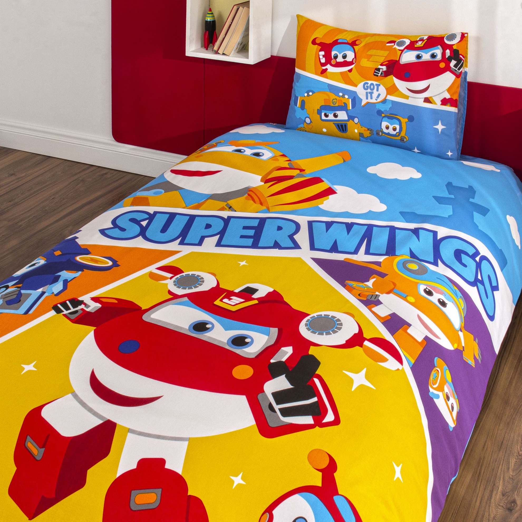 resm Taç Lisanslı Harika Kanatlar Fliying Tek Kişilik Pamuk Nevresim Takımı