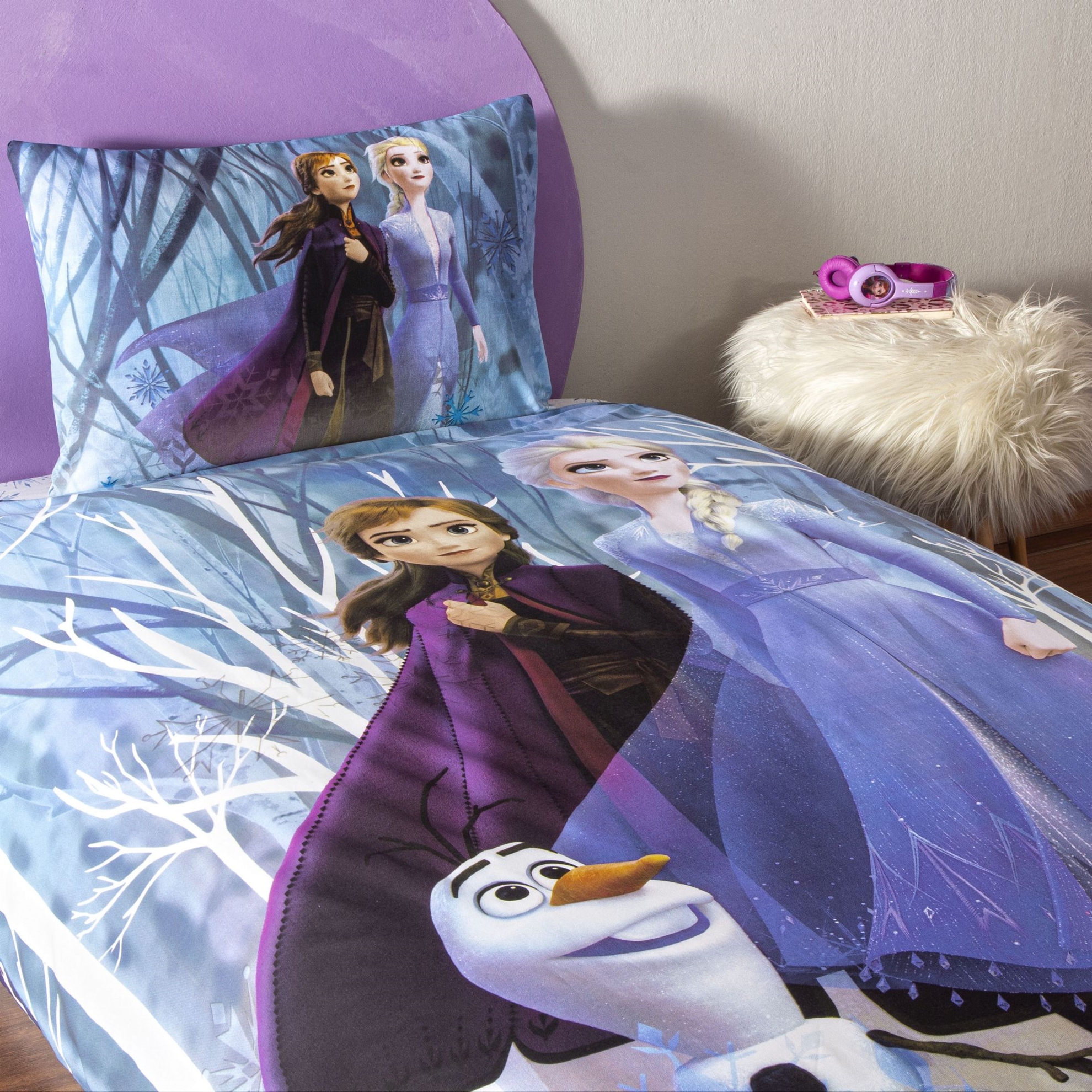 resm Taç Lisanslı Disney Frozen Winter Tek Kişilik Pamuk Nevresim Takımı